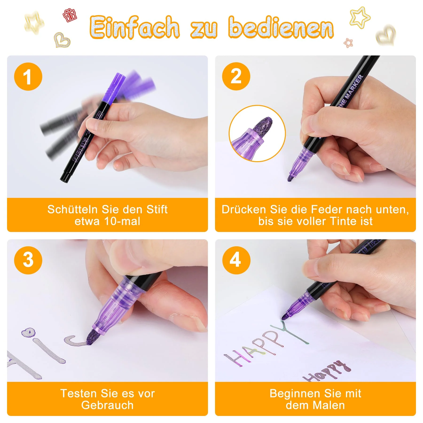 24 Glitzerstifte Magische Stifte, stifte mädchen Outline Stifte zauberstifte Zauberstifte für Scrapbooking, Basteln, Schulanfang Einschulung, Geschenke für kinder kleinigkeiten für adventskalender - Image 7