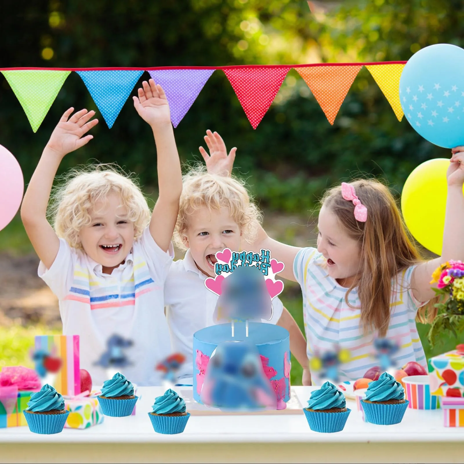25 Stück Stitch Tortendeko Set – Happy Birthday Cake Topper für Kindergeburtstag, Cartoon Figuren Deko für Torte & Cupcakes - Image 2