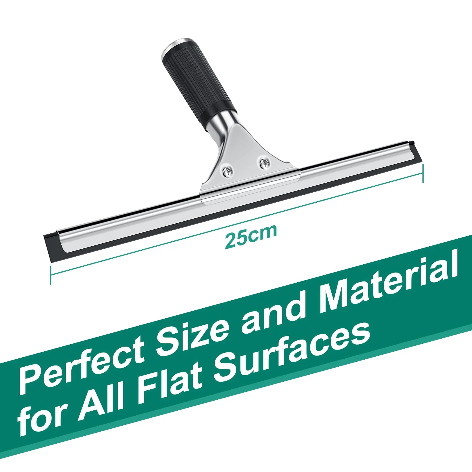 25cm Fensterabzieher Profi, Edelstahl Fensterwischer mit Gummilippe, Duschabzieher Schwarz für Dusche,Badezimmer,Spiegel,Glas-Reinigung,Fliesen, Fensterreinigung, Duschabzieher, Fensterreiniger - Image 3