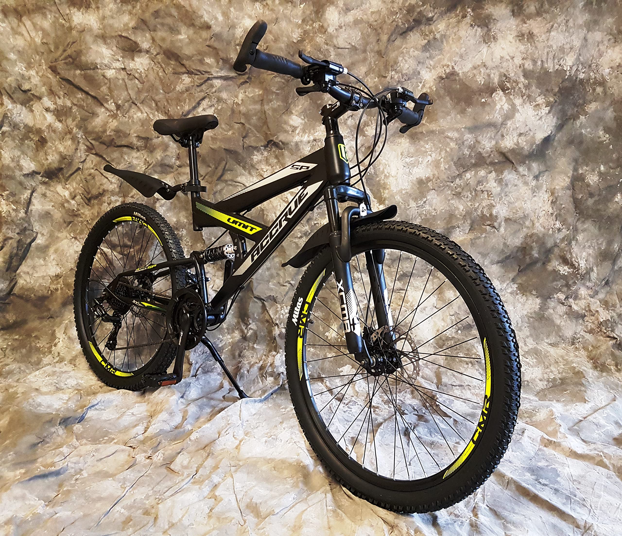 26 Zoll ALU MTB ACRUE Vollgefedert, 21-Gang Kettenschaltung, Scheibenbremsen, Schutzbleche NEU 2660-SCHWARZ-GELB Bitte BEACHTEN AB 155 cm KÖPERGRÖSSE GEEIGNET !!!!!!! - Image 3