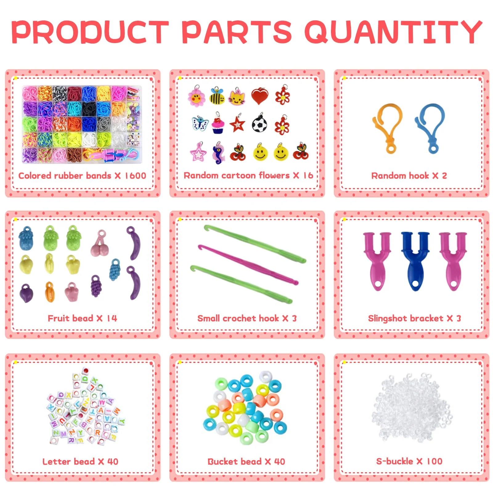 2700+ Loom Bänder Kit Jsdoin 30 Farben Loom Bands-Gummibänder mit Clips, Charms, Perlen und anderem Zubehör für DIY-Kits zur Herstellung von Freundschaftsbändern, Bastelsets, beste Halloween - Image 6