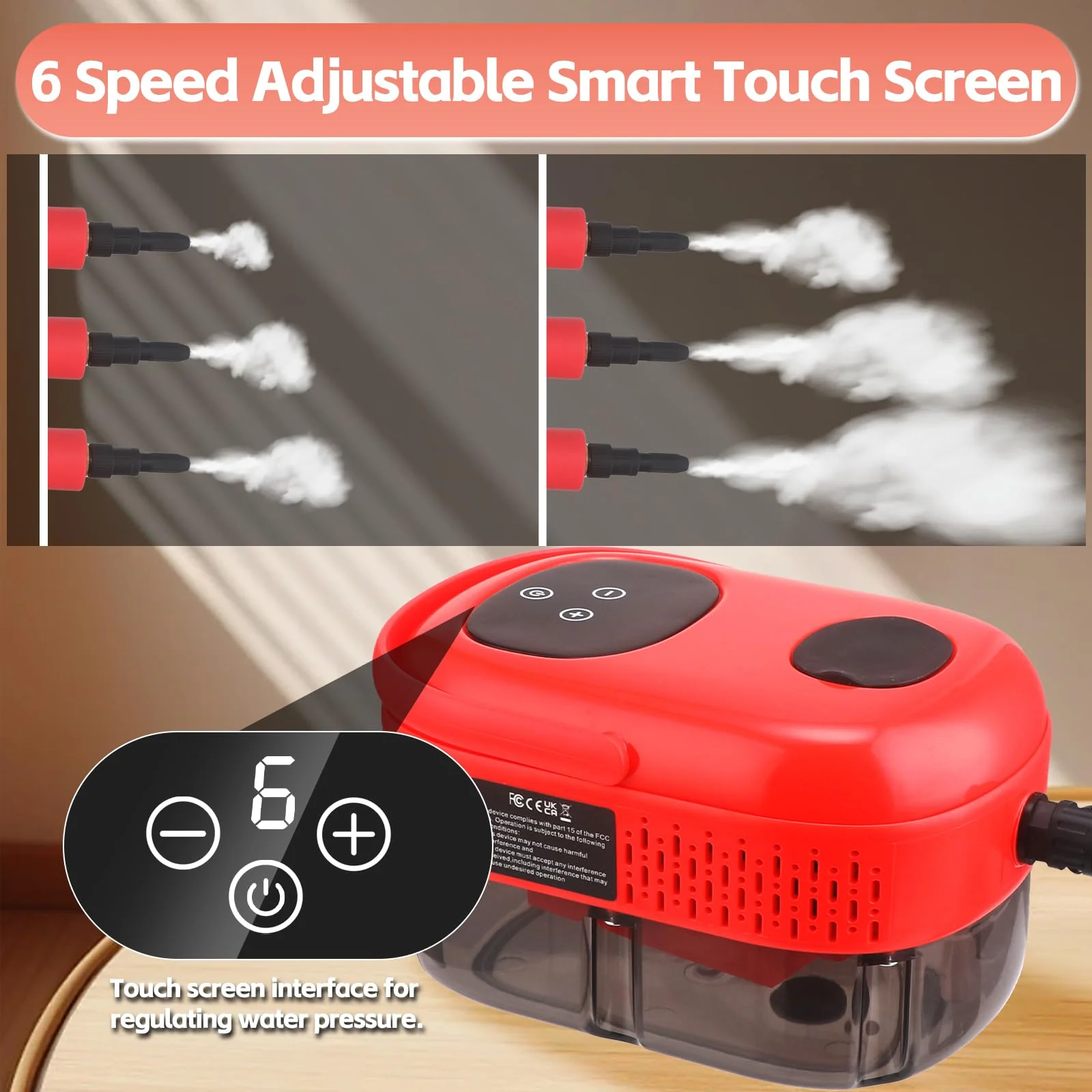 2800W Dampfreiniger mit Smart Touch Screen, Hochdruck-Dampfreiniger für die Reinigung, 1.1L Wassertank, Handdampfreiniger für Haus, Auto, Dusche, Küche, Badezimmer, Fugen und Fliesen - Image 6