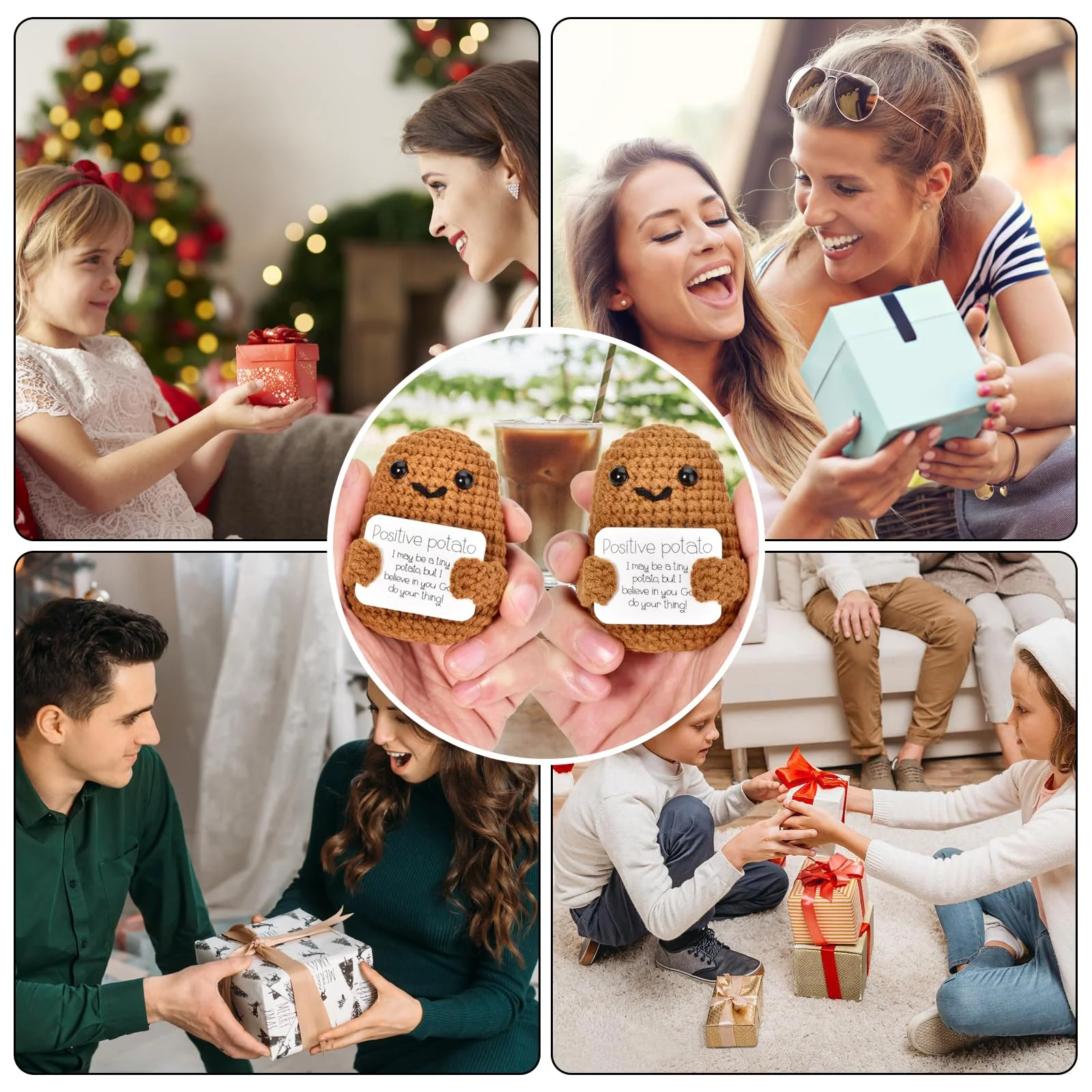 2er Pack Positive Potato Pocket Hug Geschenk, DealKits Lustige Plüschtiere Strickwolle Positive Kartoffel Puppe, Mutmacher Glückbringer für Kinder, Freundinnen, Familie, Frauen - Image 4