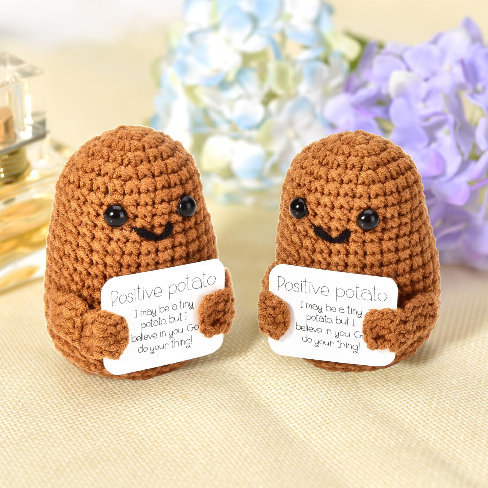 2er Pack Positive Potato Pocket Hug Geschenk, DealKits Lustige Plüschtiere Strickwolle Positive Kartoffel Puppe, Mutmacher Glückbringer für Kinder, Freundinnen, Familie, Frauen - Image 6
