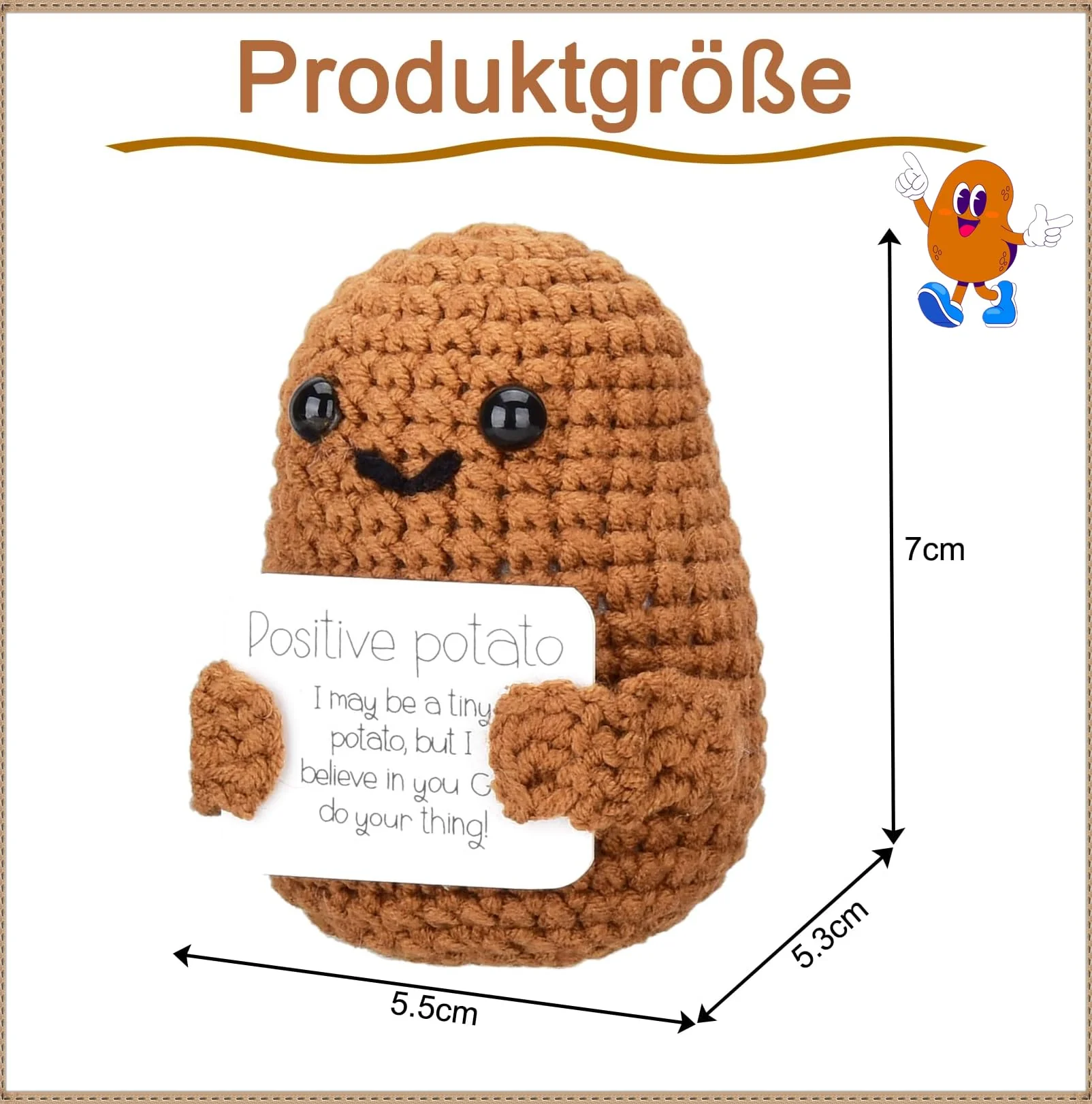 2er Pack Positive Potato Pocket Hug Geschenk, DealKits Lustige Plüschtiere Strickwolle Positive Kartoffel Puppe, Mutmacher Glückbringer für Kinder, Freundinnen, Familie, Frauen - Image 7