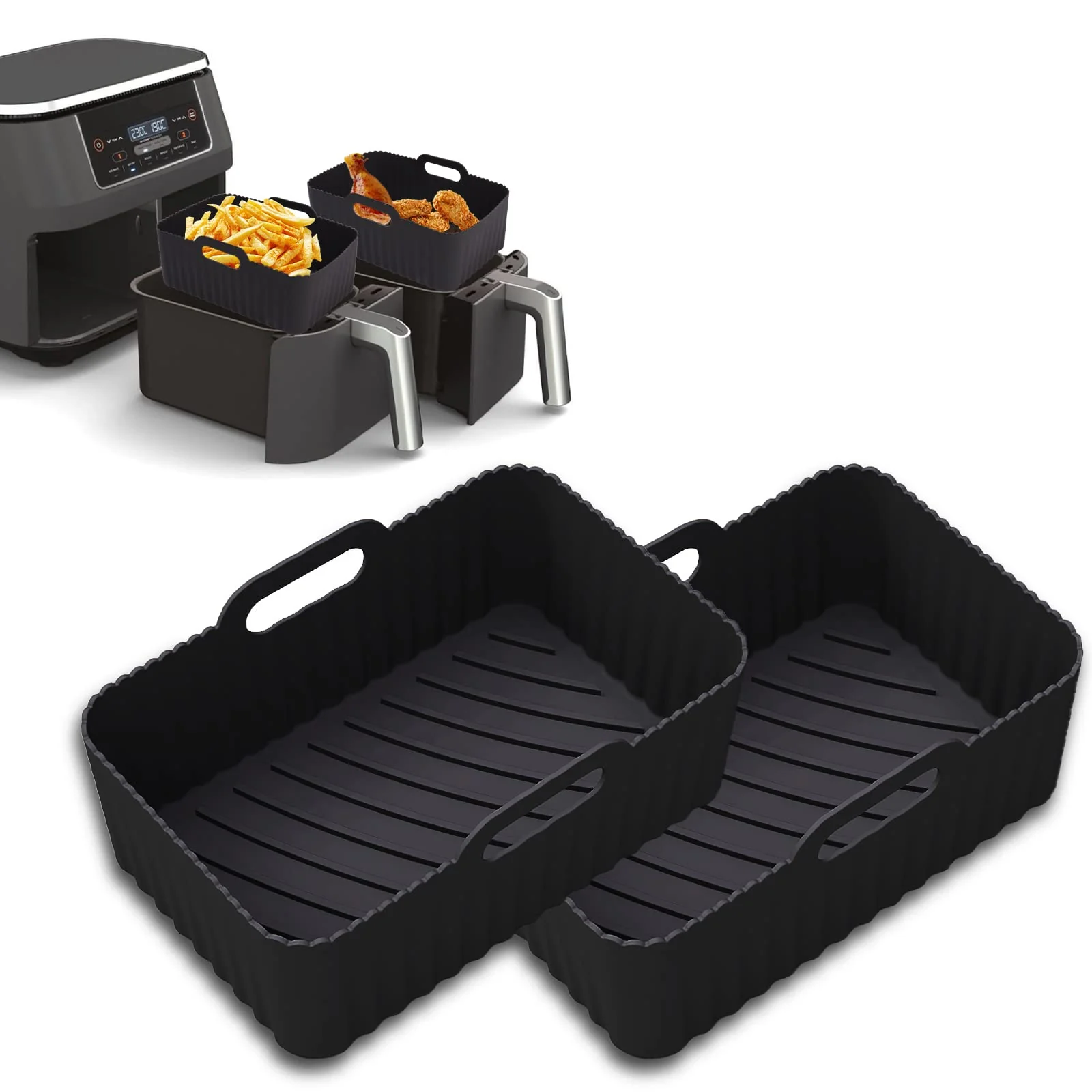 2Pcs Airfryer Zubehör für Ninja Foodi Max Dual Zone AF400EU AF300EU 9.5L, Silikonform Zubehör für Double Stack XL SL400EU Heißluftfritteuse, Airfryer Silikonform Silikoneinsatz Air Fryer Accessories - Image 6
