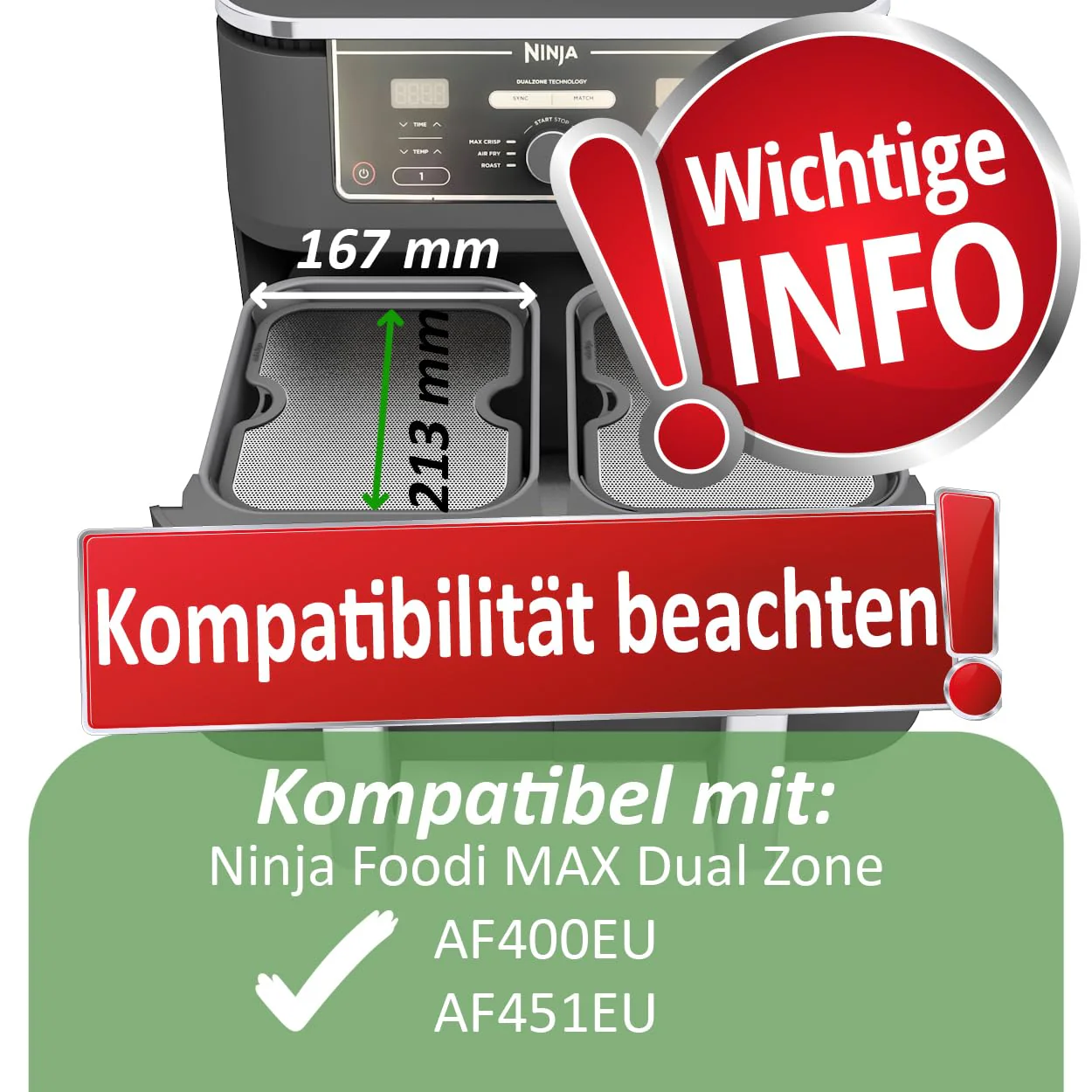 2x ZauberFry Spritzschutz, Effektiver Fettspritzschutz kompatibel mit Ninja Foodi MAX Dual Zone AF400EU & AF451EU Heißluftfritteuse, Zubehör, Schutz für Heizspirale und Ventilator - Image 11