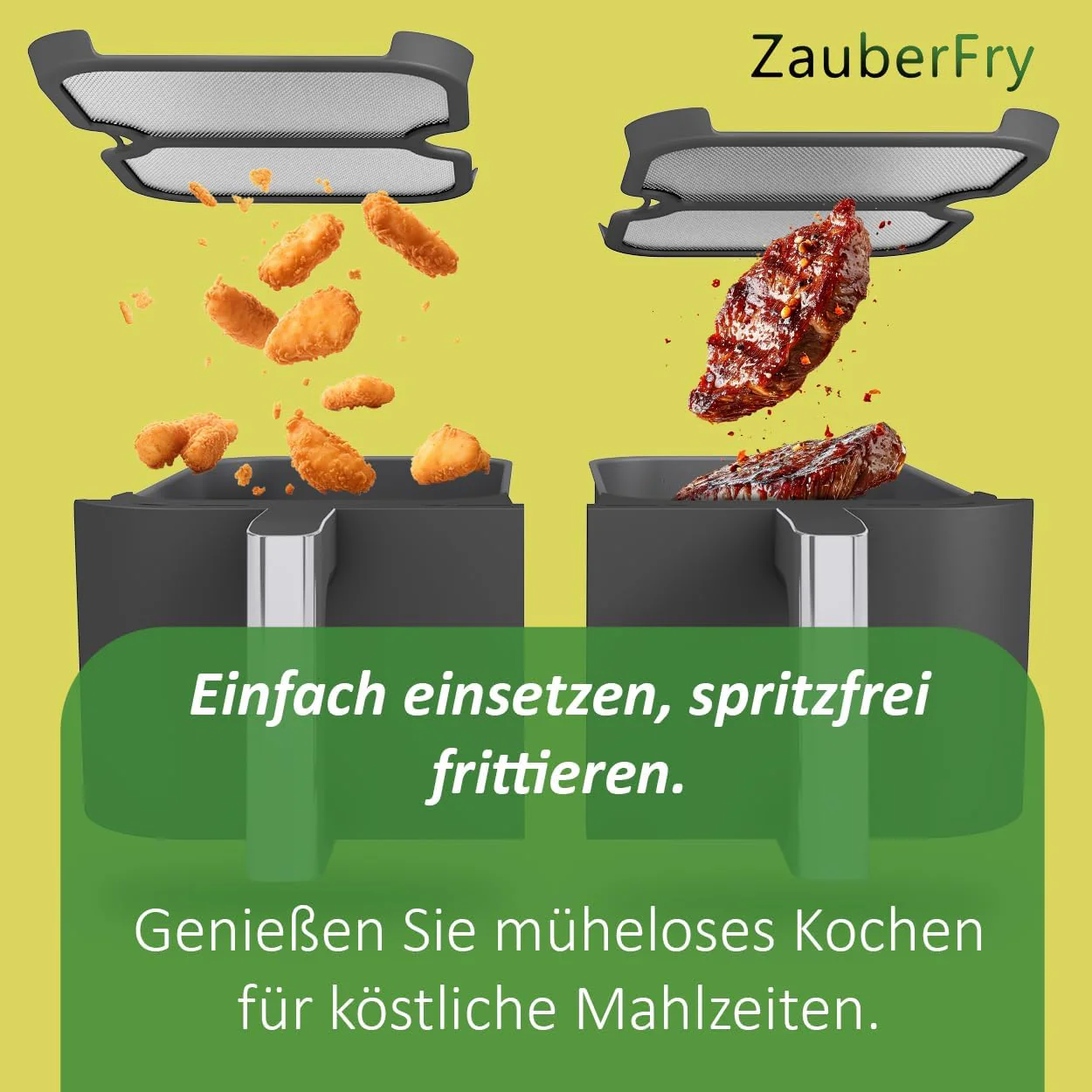 2x ZauberFry Spritzschutz, Effektiver Fettspritzschutz kompatibel mit Ninja Foodi MAX Dual Zone AF400EU & AF451EU Heißluftfritteuse, Zubehör, Schutz für Heizspirale und Ventilator - Image 3