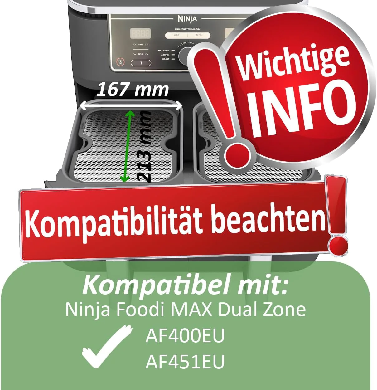 2x ZauberFry Spritzschutz, Effektiver Fettspritzschutz kompatibel mit Ninja Foodi MAX Dual Zone AF400EU & AF451EU Heißluftfritteuse, Zubehör, Schutz für Heizspirale und Ventilator - Image 4