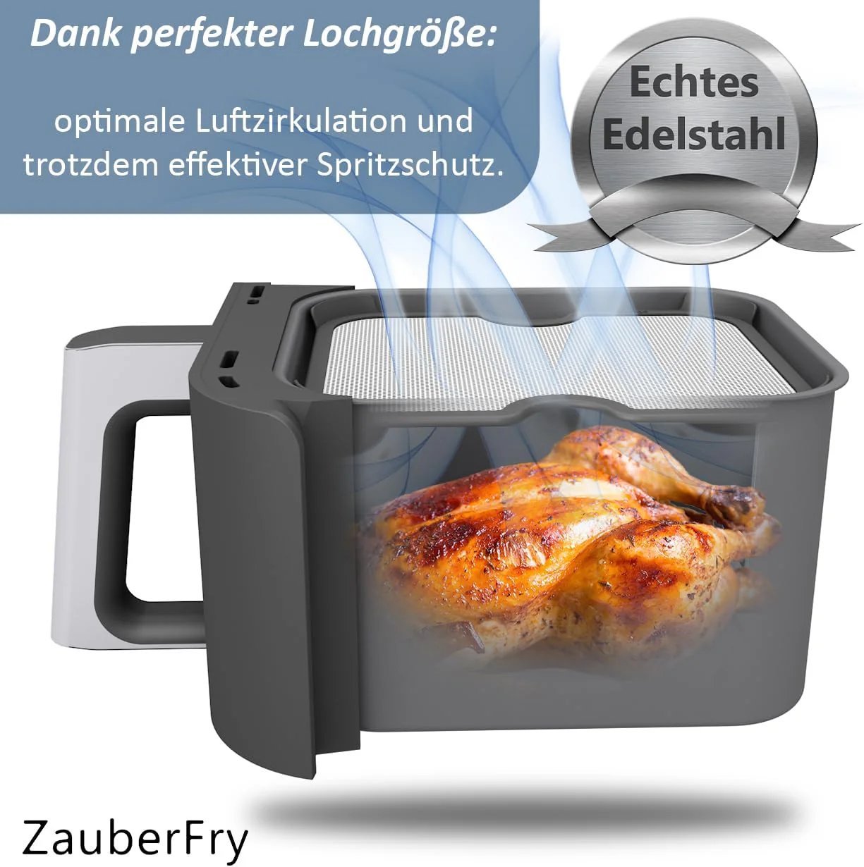2x ZauberFry Spritzschutz, Effektiver Fettspritzschutz kompatibel mit Ninja Foodi MAX Dual Zone AF400EU & AF451EU Heißluftfritteuse, Zubehör, Schutz für Heizspirale und Ventilator - Image 7