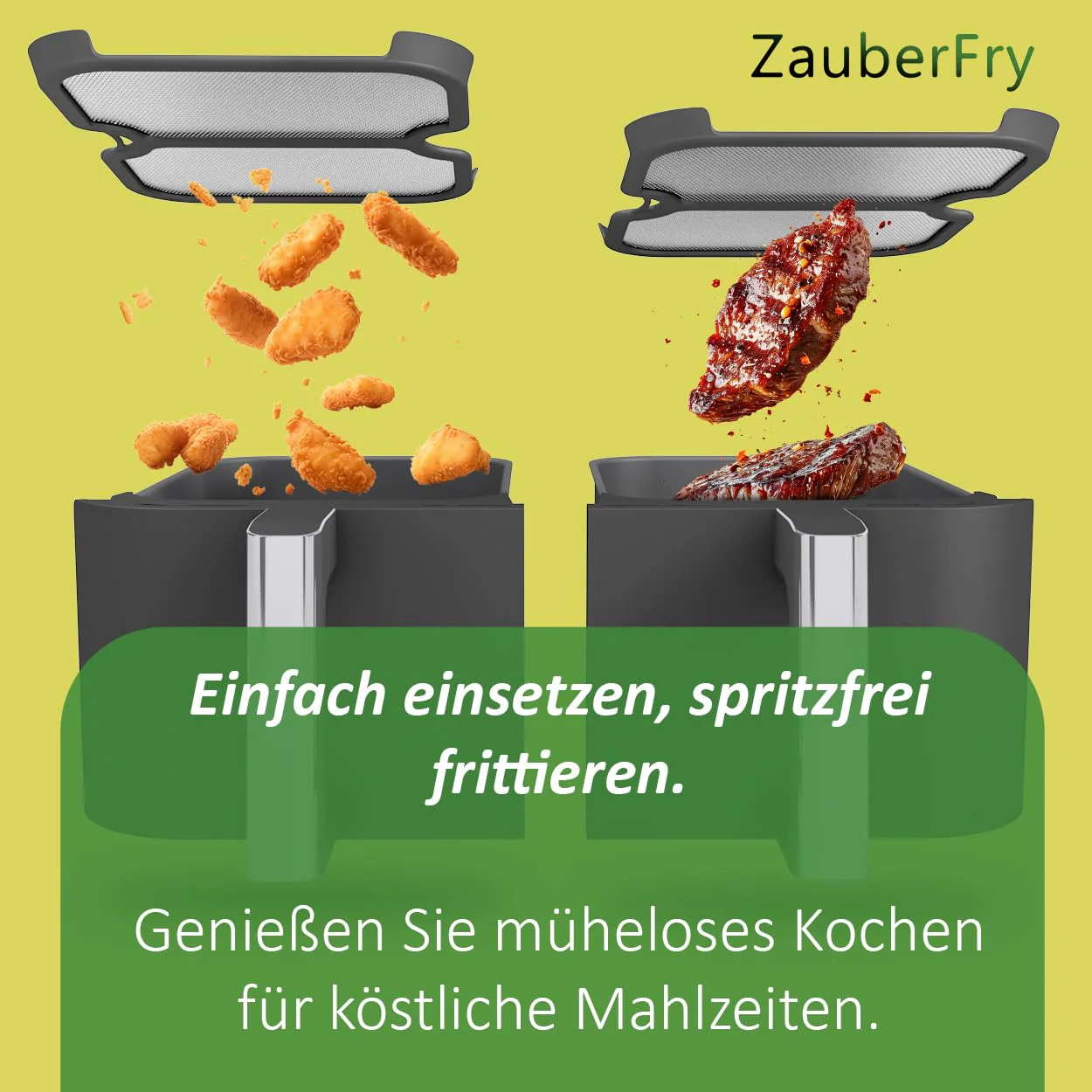2x ZauberFry Spritzschutz, Effektiver Fettspritzschutz kompatibel mit Ninja Foodi MAX Dual Zone AF400EU & AF451EU Heißluftfritteuse, Zubehör, Schutz für Heizspirale und Ventilator - Image 8