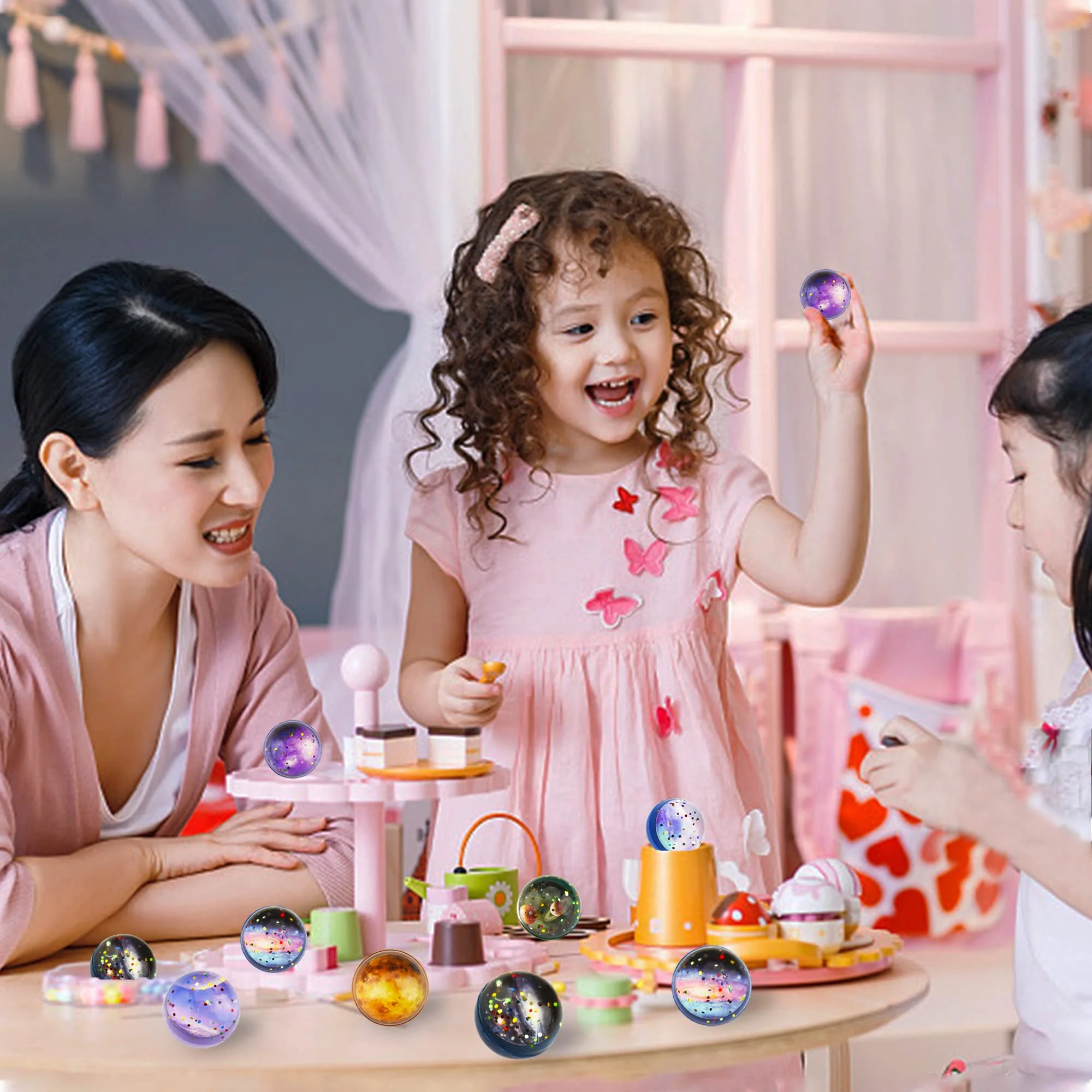30 Stück Flummi Planeten, Flummies für Kinder, 32mm Flummis Kindergeburstag Mitgesbel Give aways Schultüte füllung Partygeschenke Gastgeschenk Gummiball Kinder Groß Set Pinata Adventskalender füllung - Image 2