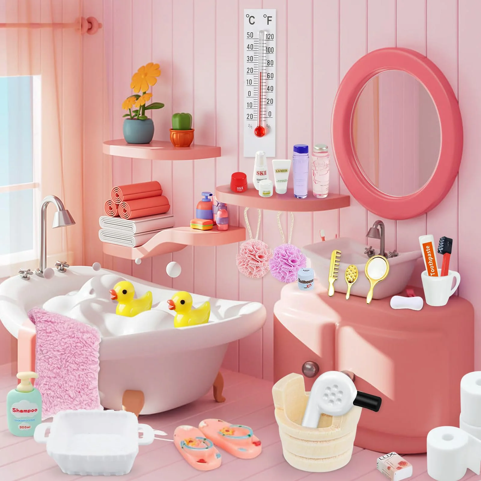 30 Stück Wichtel Zubehör Weihnachten – Miniatur Bade Set mit Badewanne, Enten & Zahnbürste – Wichtelzubehör für Wichteltür & Puppenhaus Deko - Image 5