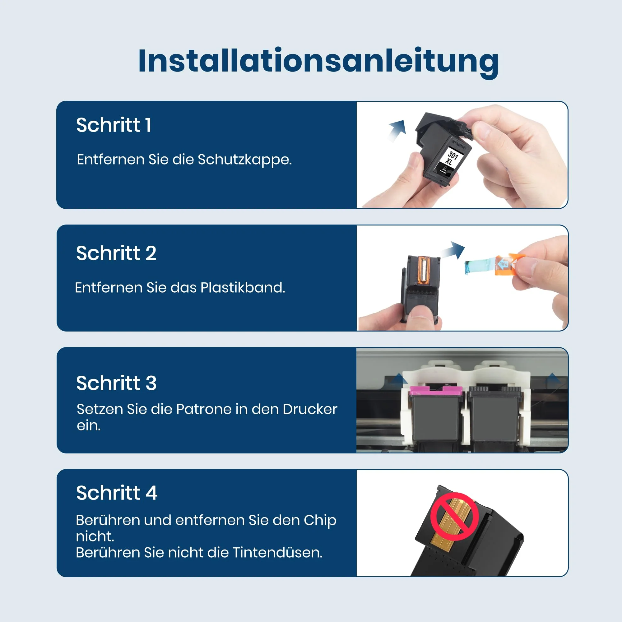 301XL Schwarz Druckerpatronen Multipack Kompatibel für HP 301 301XL Patronen für HP Envy 4500 4504 5530 5534 DeskJet 1510 2540 2544 2549 3050 2050 Officejet 2620 4630 4632 2622 4634(2 Schwarz)