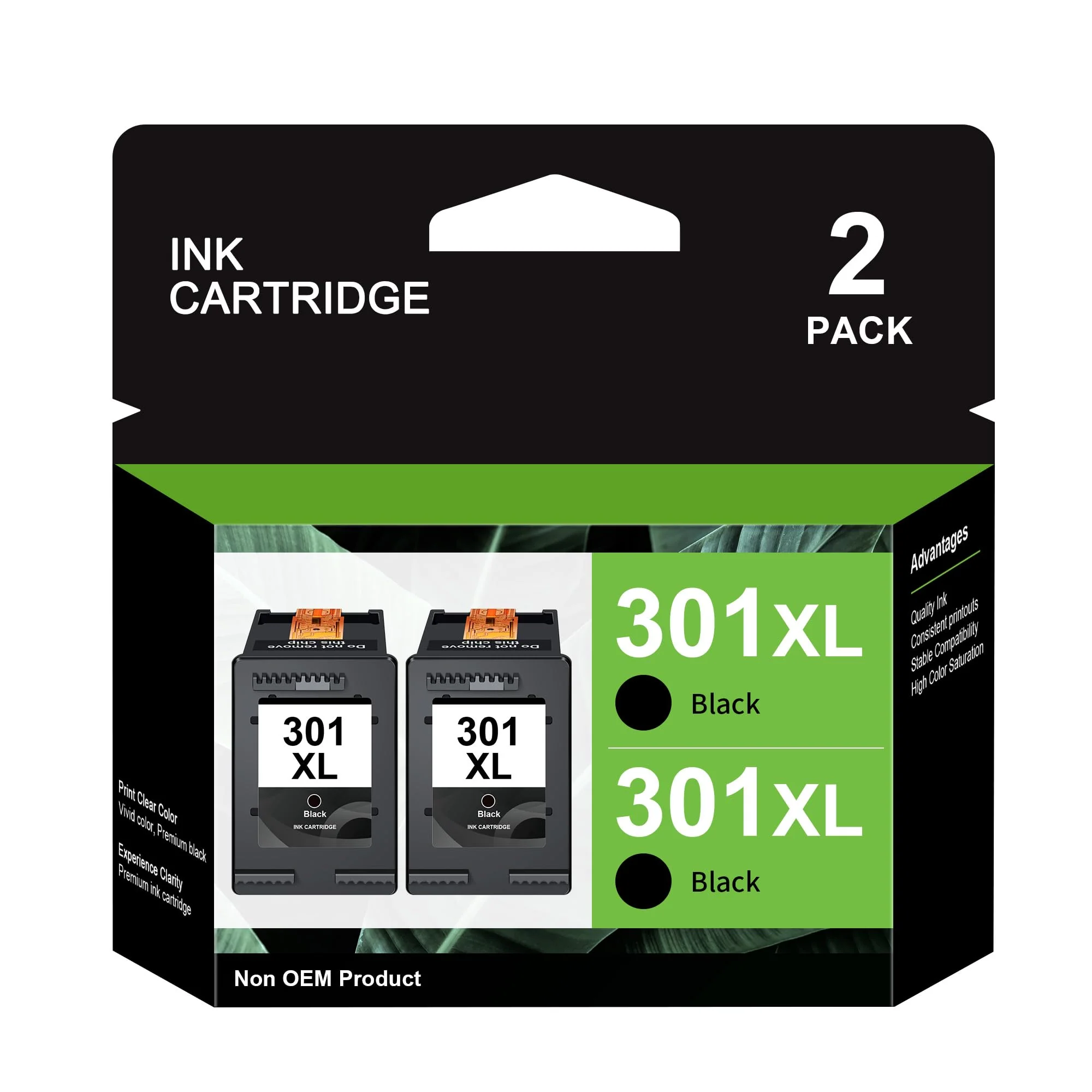 301XL Schwarz Druckerpatronen Multipack Kompatibel für HP 301 301XL Patronen für HP Envy 4500 4504 5530 5534 DeskJet 1510 2540 2544 2549 3050 2050 Officejet 2620 4630 4632 2622 4634(2 Schwarz) - Image 3