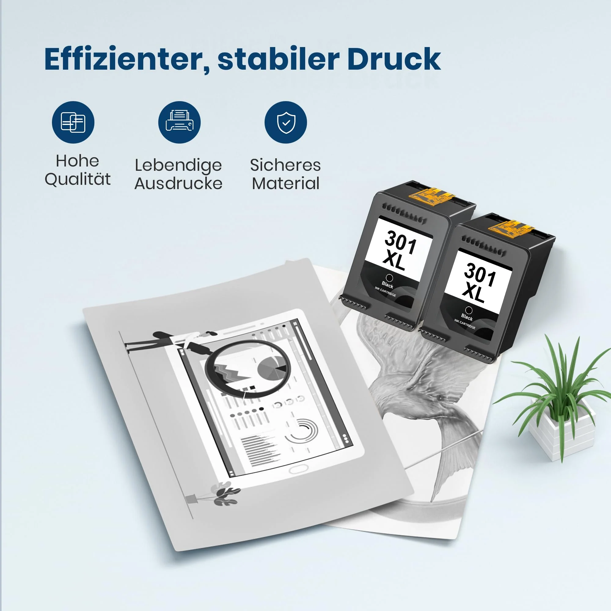 301XL Schwarz Druckerpatronen Multipack Kompatibel für HP 301 301XL Patronen für HP Envy 4500 4504 5530 5534 DeskJet 1510 2540 2544 2549 3050 2050 Officejet 2620 4630 4632 2622 4634(2 Schwarz) - Image 5