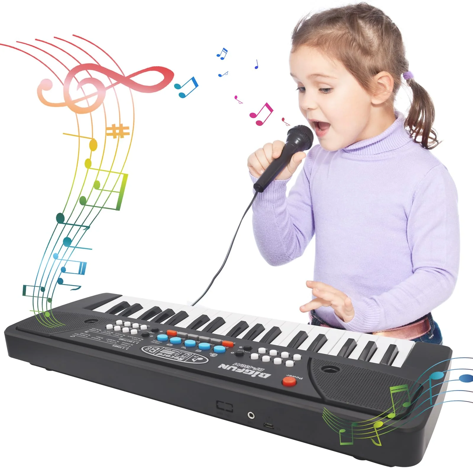 37 Tasten Kinder Klavier mit Mikrofon,Klavier Keyboard Kinder,Einführendes Musiktraining,Elektronische Keyboard für Kinder ab 3 4 5 6 7 8 Jahren,Geschenke für Jungen Mädchen Anfänger - Image 2