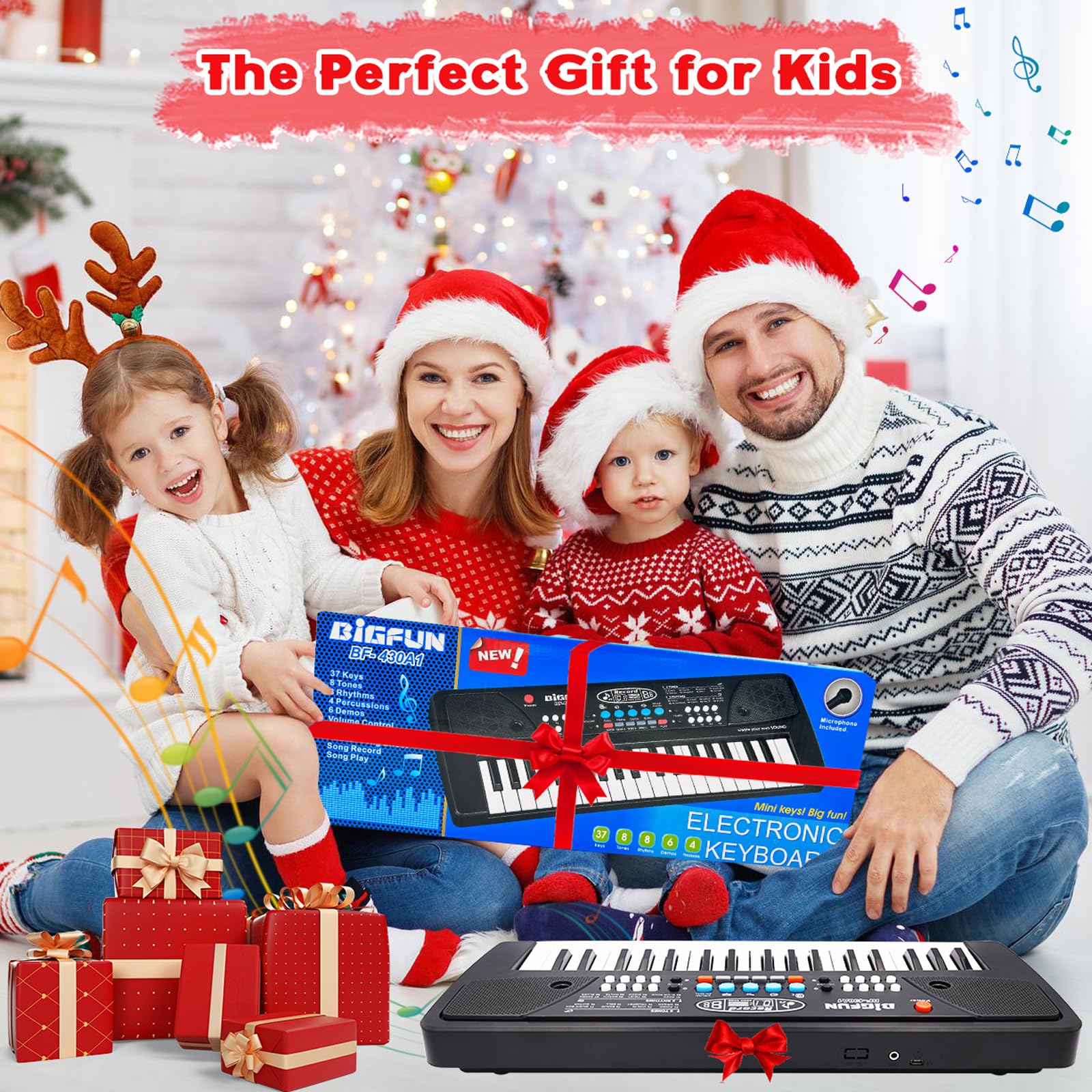 37 Tasten Kinder Klavier mit Mikrofon,Klavier Keyboard Kinder,Einführendes Musiktraining,Elektronische Keyboard für Kinder ab 3 4 5 6 7 8 Jahren,Geschenke für Jungen Mädchen Anfänger - Image 3