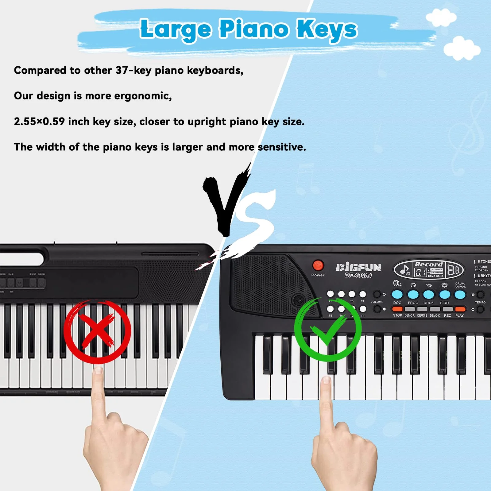 37 Tasten Kinder Klavier mit Mikrofon,Klavier Keyboard Kinder,Einführendes Musiktraining,Elektronische Keyboard für Kinder ab 3 4 5 6 7 8 Jahren,Geschenke für Jungen Mädchen Anfänger - Image 4