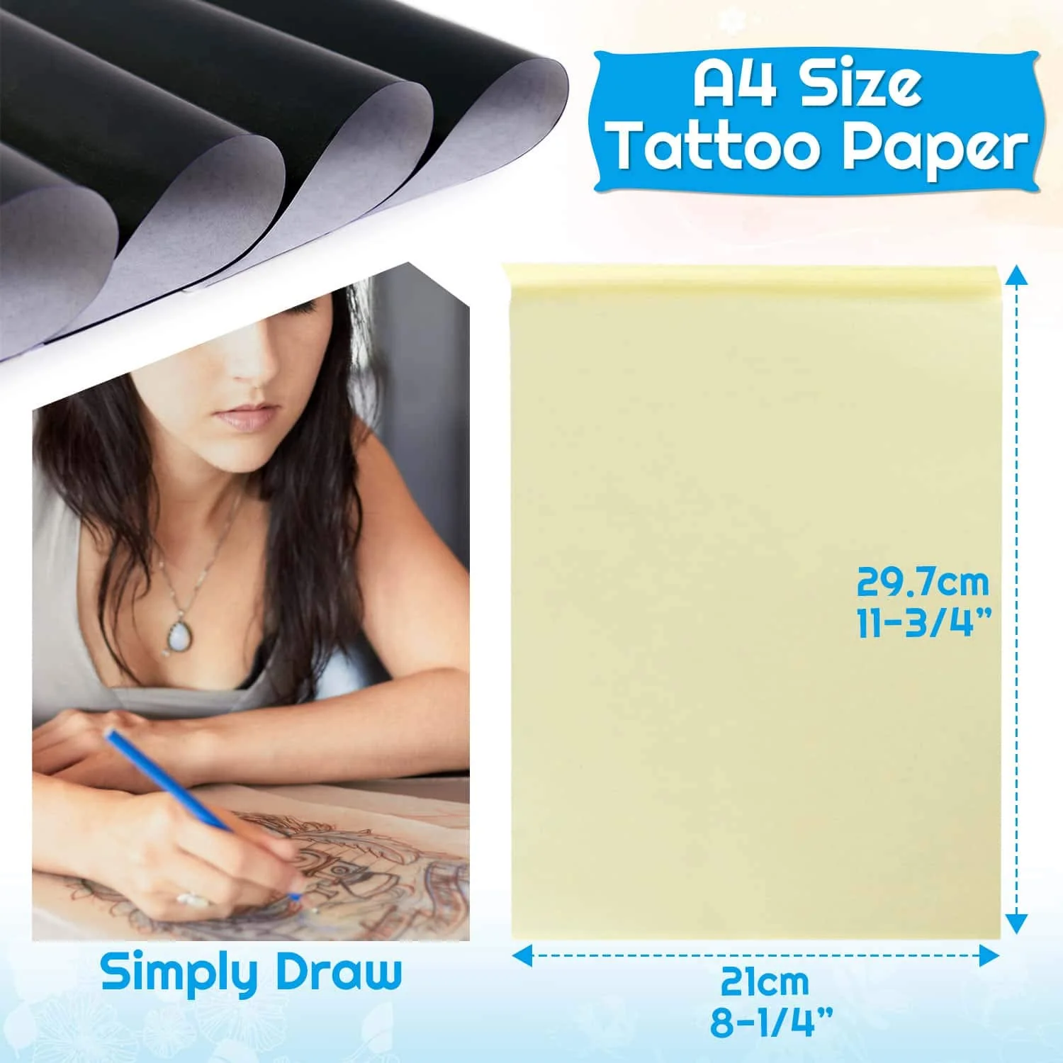 38 Blätter Tattoo Zubehör Tattoo Transferpapier, Tattoo Stencil Papier Transferpapier, Blaupause matritzenpapier für Tattoos - Image 8