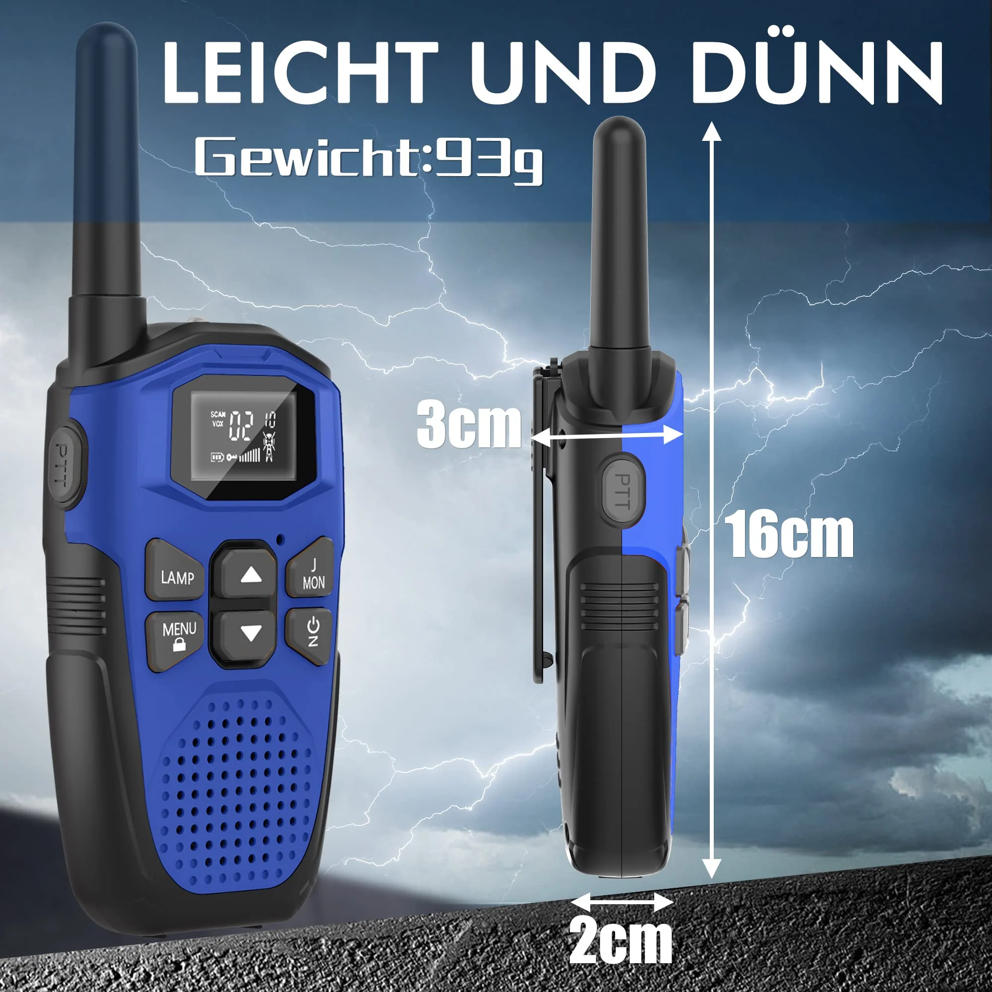 3er Set,NXGKET Walkie Talkie Aufladbar für Erwachsene Kinder Funkgeräte,Große Reichweite 5km Walki Talki mit Li-ion Akku, VOX Taschenlampe für Freien, Camping, Wandern - Image 2