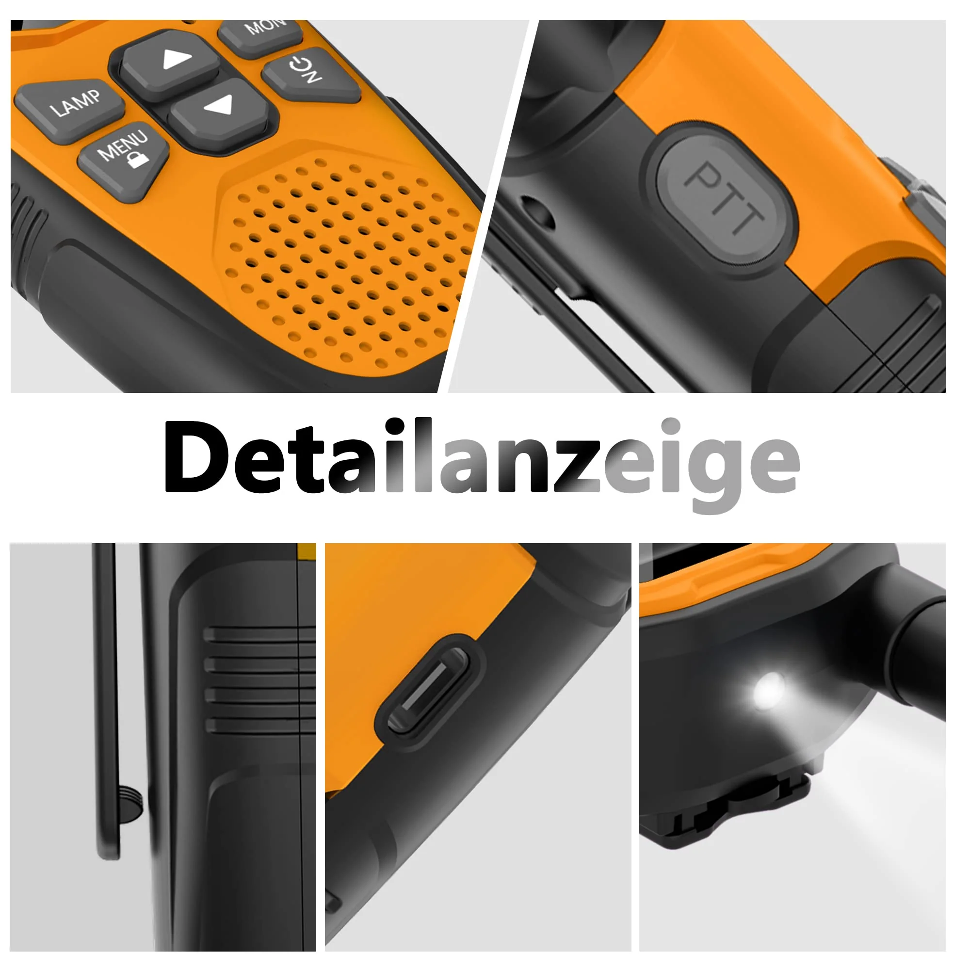 3er Set,NXGKET Walkie Talkie Aufladbar für Erwachsene Kinder Funkgeräte,Große Reichweite 5km Walki Talki mit Li-ion Akku, VOX Taschenlampe für Freien, Camping, Wandern - Image 5