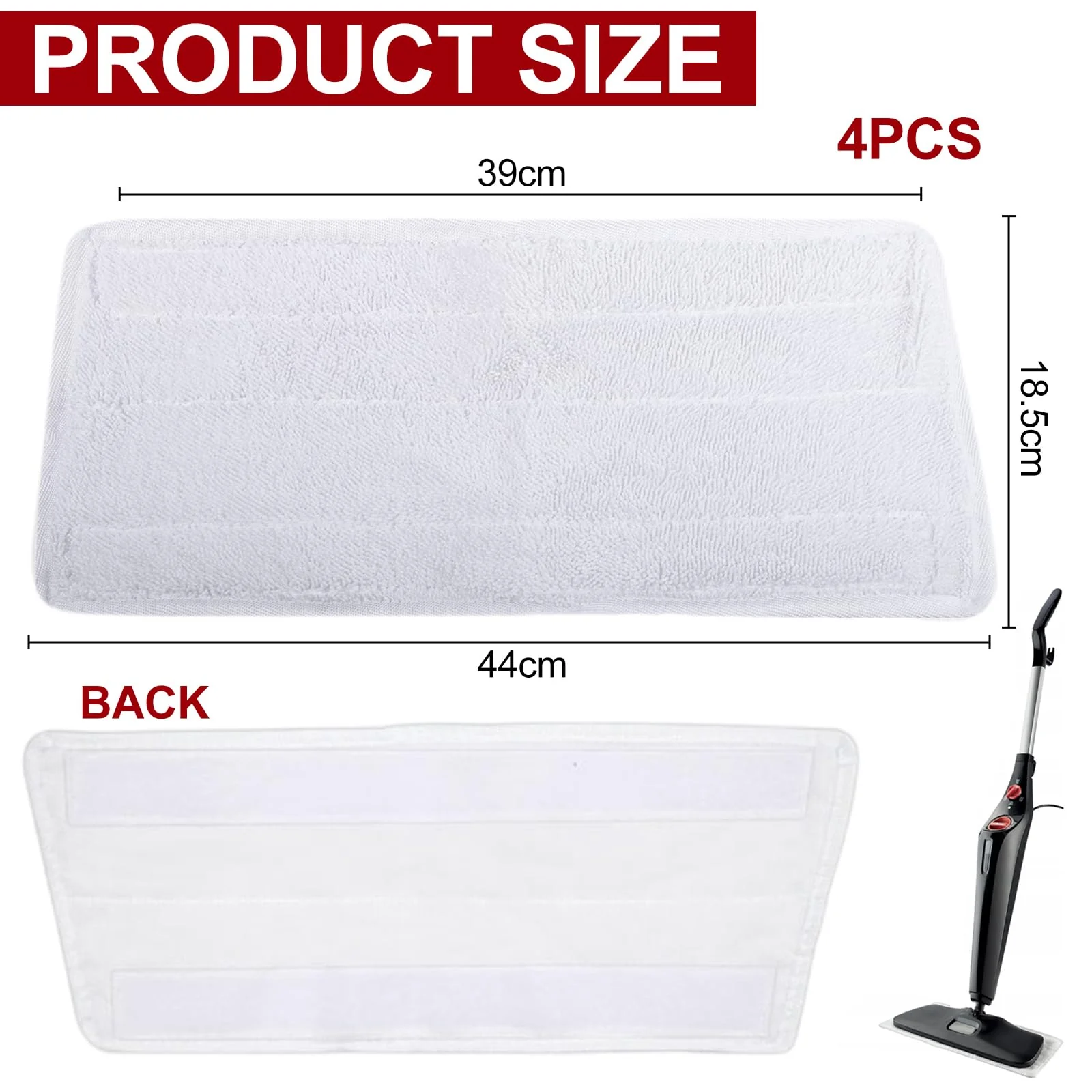 4 Stück Ersatzbezüge Pads für Vileda Dampfreiniger XXL Waschbar Mikrofaser Ersatzbezug für Vileda Steam PLUS XXL Dampfreiniger Weiß Wiederverwendbar Ersatzbezug für Vileda Dampfreiniger - Image 2