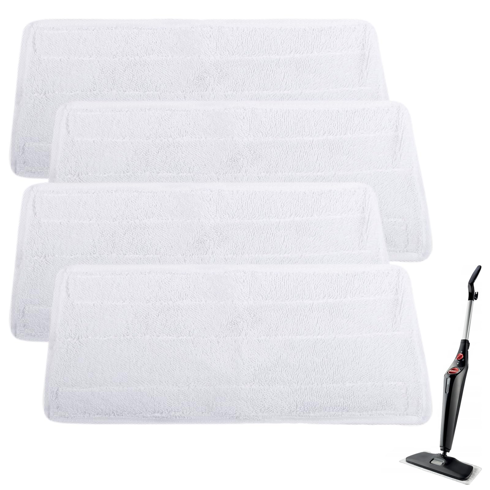 4 Stück Ersatzbezüge Pads für Vileda Dampfreiniger XXL Waschbar Mikrofaser Ersatzbezug für Vileda Steam PLUS XXL Dampfreiniger Weiß Wiederverwendbar Ersatzbezug für Vileda Dampfreiniger - Image 5