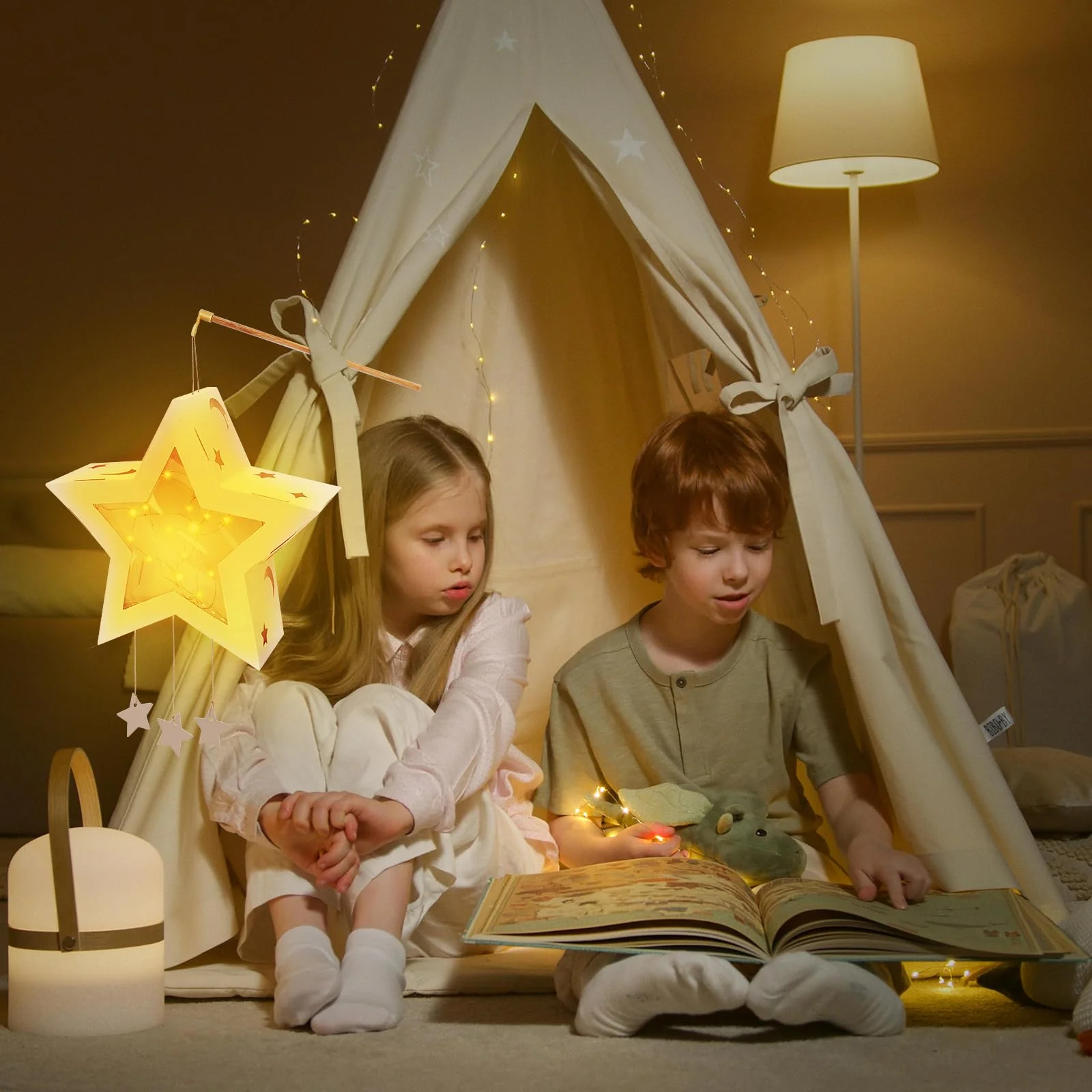 4 Stück Laternen Bastelsets Kinder, Sterne Kreativset Papierlaternen Bastelset, Sterne Laternen zum Basteln Papierlaternen Kreativset für Jungen Mädchen Geschenk Sankt Martin Laternenumzug Weihnachten - Image 2