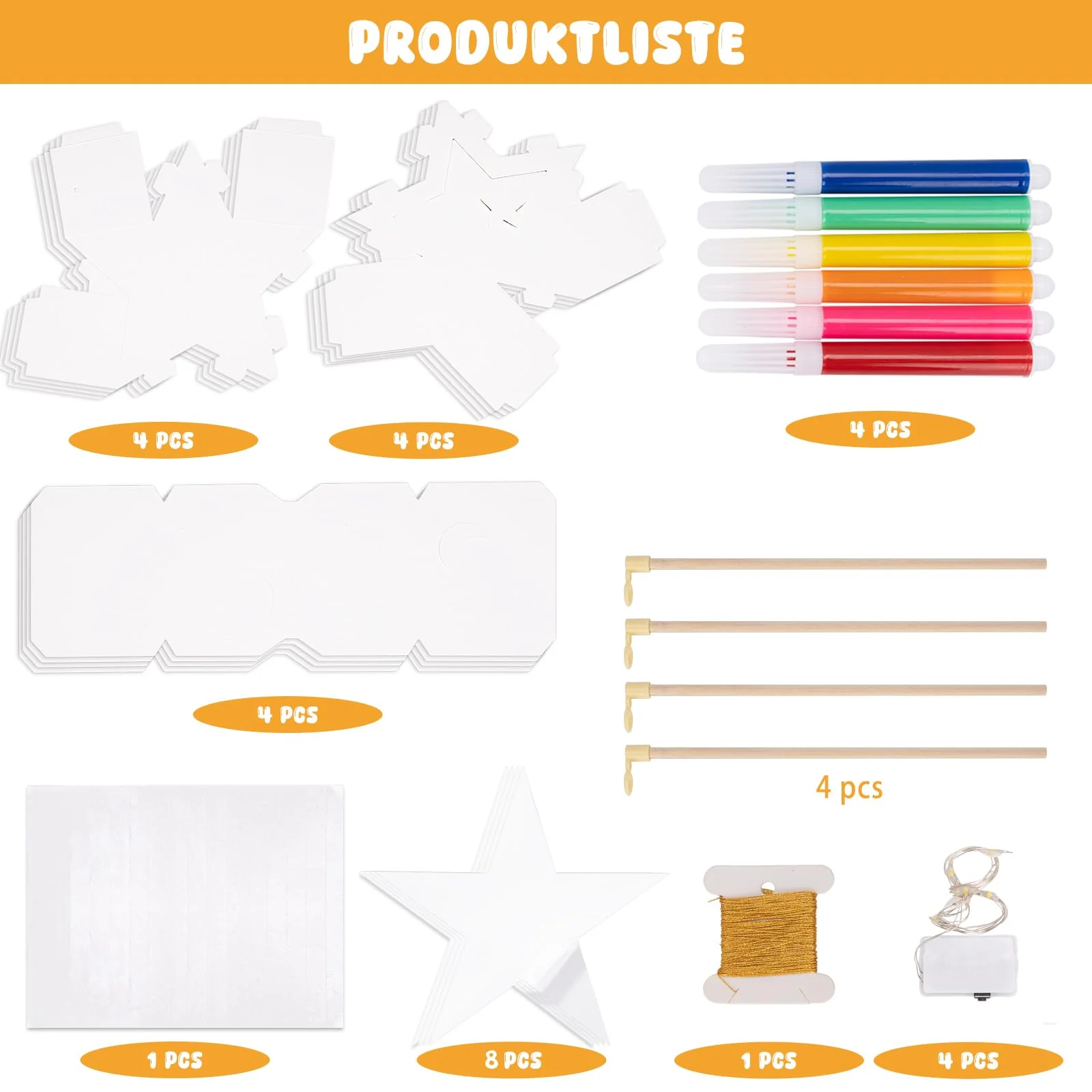 4 Stück Laternen Bastelsets Kinder, Sterne Kreativset Papierlaternen Bastelset, Sterne Laternen zum Basteln Papierlaternen Kreativset für Jungen Mädchen Geschenk Sankt Martin Laternenumzug Weihnachten - Image 6