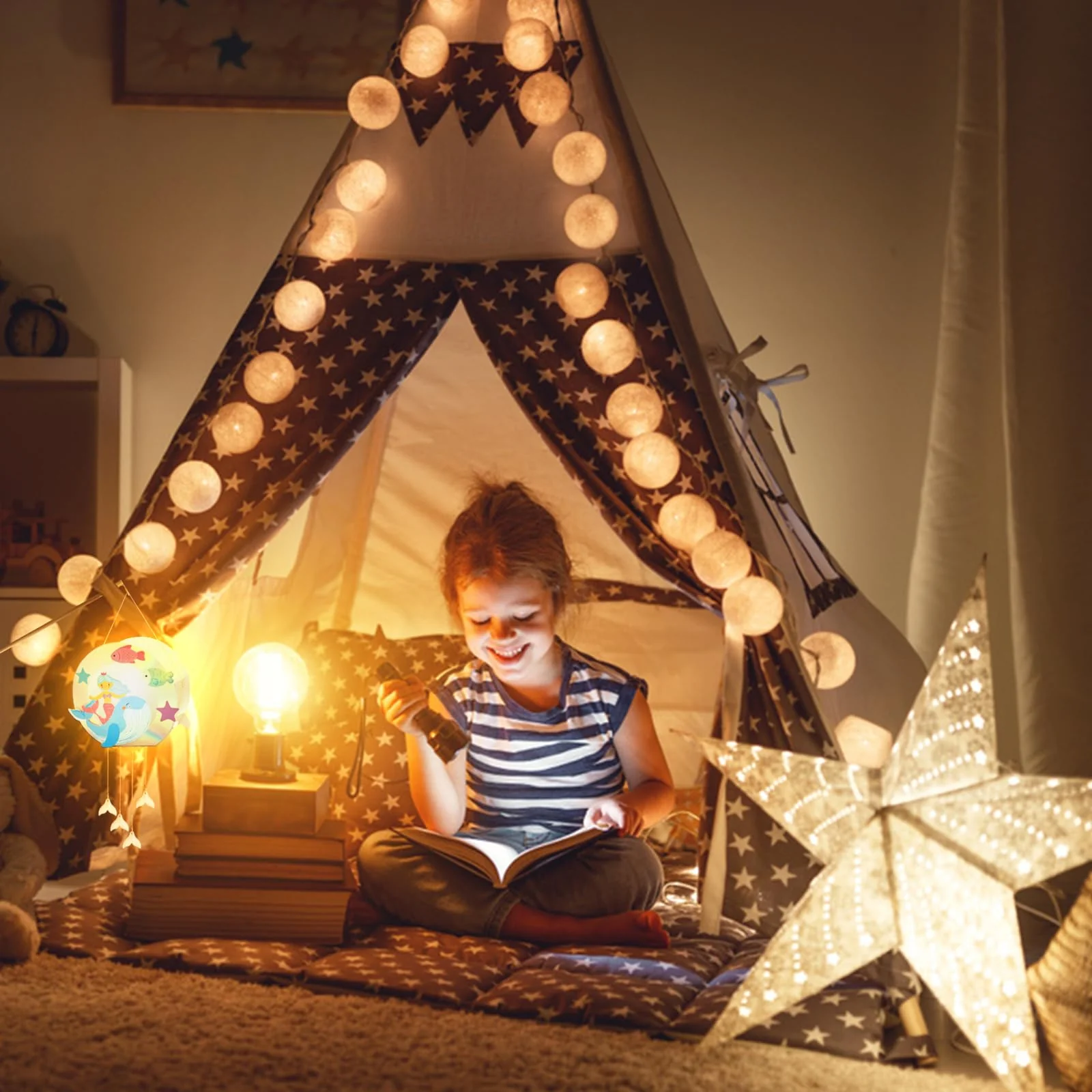 4 Stück LED Meerjungfrau Laternen Bastelset für Kinder, Martinslaternen, Bastelmaterial für eine Laterne, Papierlaternen Bastelset für St Martin, Halloween, Kostümpartys, Weihnachten, Kinderpartys - Image 3