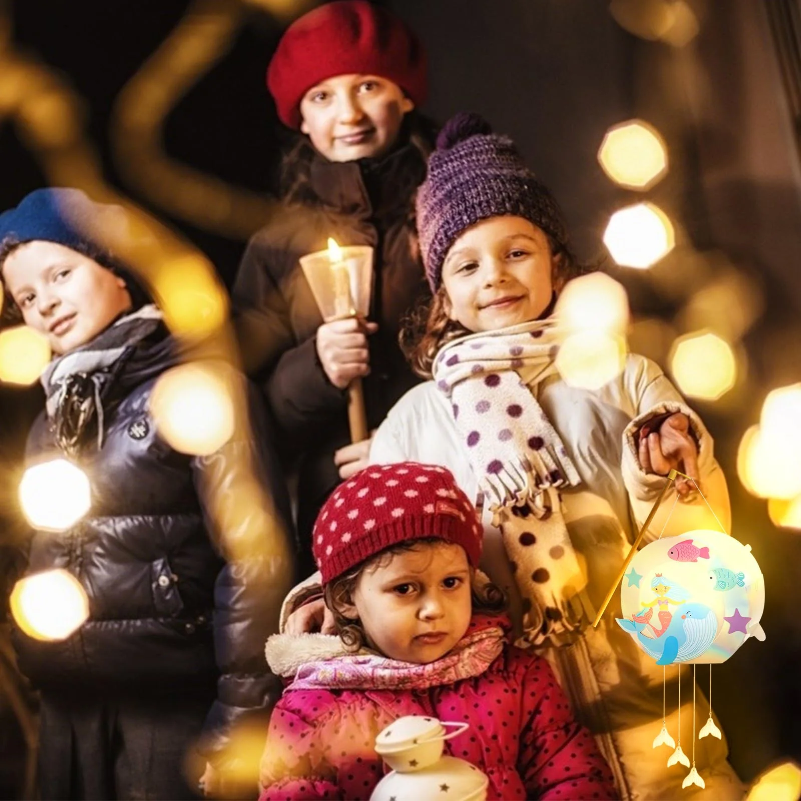 4 Stück LED Meerjungfrau Laternen Bastelset für Kinder, Martinslaternen, Bastelmaterial für eine Laterne, Papierlaternen Bastelset für St Martin, Halloween, Kostümpartys, Weihnachten, Kinderpartys - Image 4
