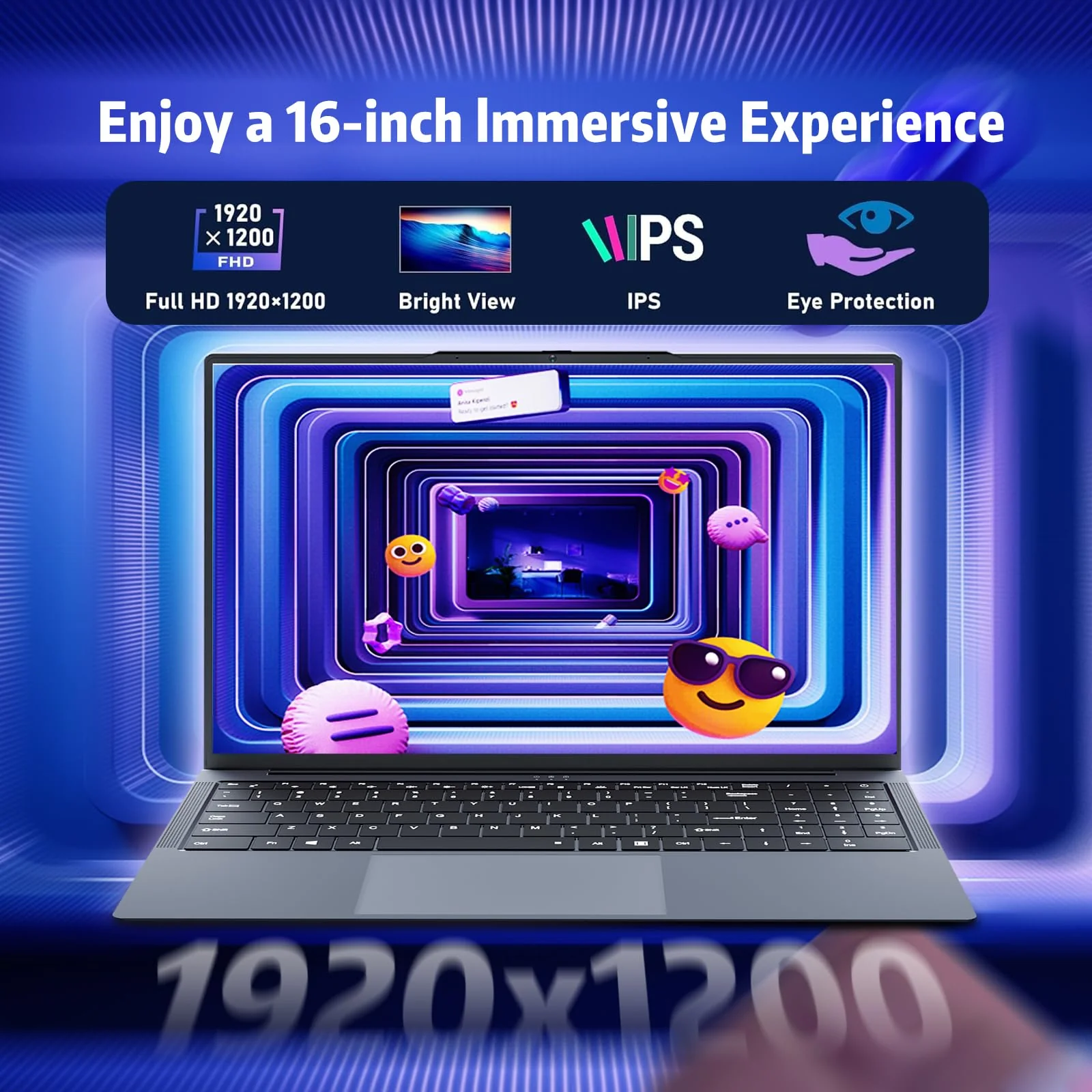 40,6 cm (16 Zoll) Laptop Core i5-8210Y Laptop 16 GB RAM SSD1 TB Laptop 1920 x 1200 FHD, Win11 Pro, RJ45, Typ C, USB 3.0, WLAN, BT5.0, digitale Tastatur mit Hintergrundbeleuchtung - Image 6