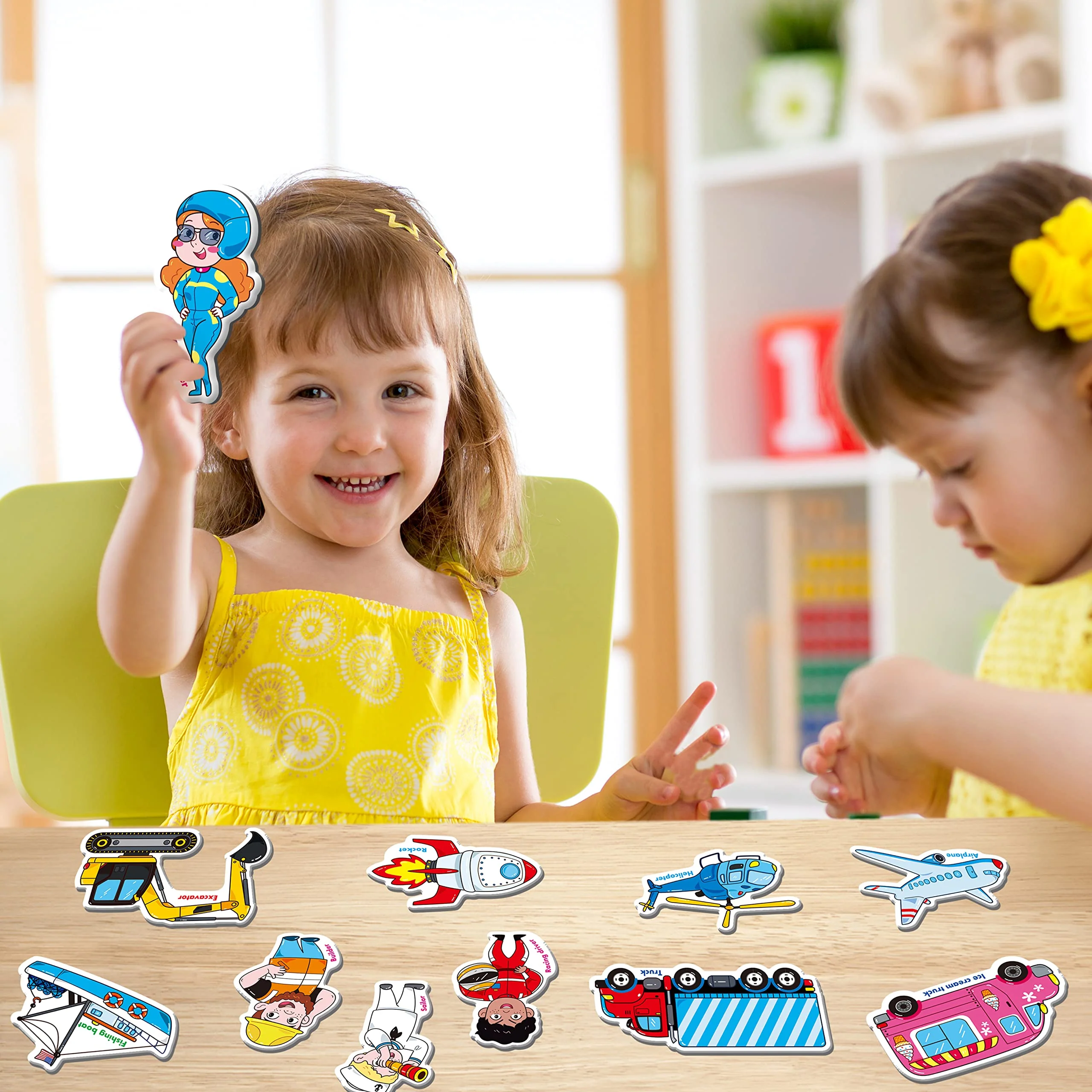 40 STK. Fahrzeugmagnete, Fahrzeuge und Berufe Kühlschrankmagnete für Kinder - Magnetische Transportmittel Kühlschrankdekorationen - Pädagogisches Lernspielzeug für Kleinkinder - Image 3