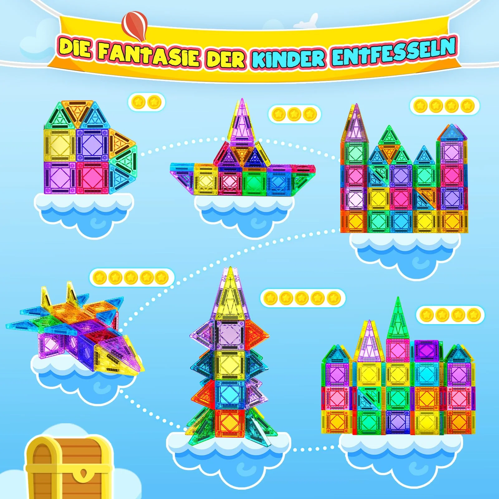 43 Pcs Mini Magnetische Bausteine Reiseset, Spielzeug ab 3 4 5 6 Jahre Junge Mädchen Reisespiele Kinder ab 3-6 Flugzeug Beschäftigung Kinder Geschenk Jungen 3-6 Jahre STEM Montessori Spielzeug - Image 5