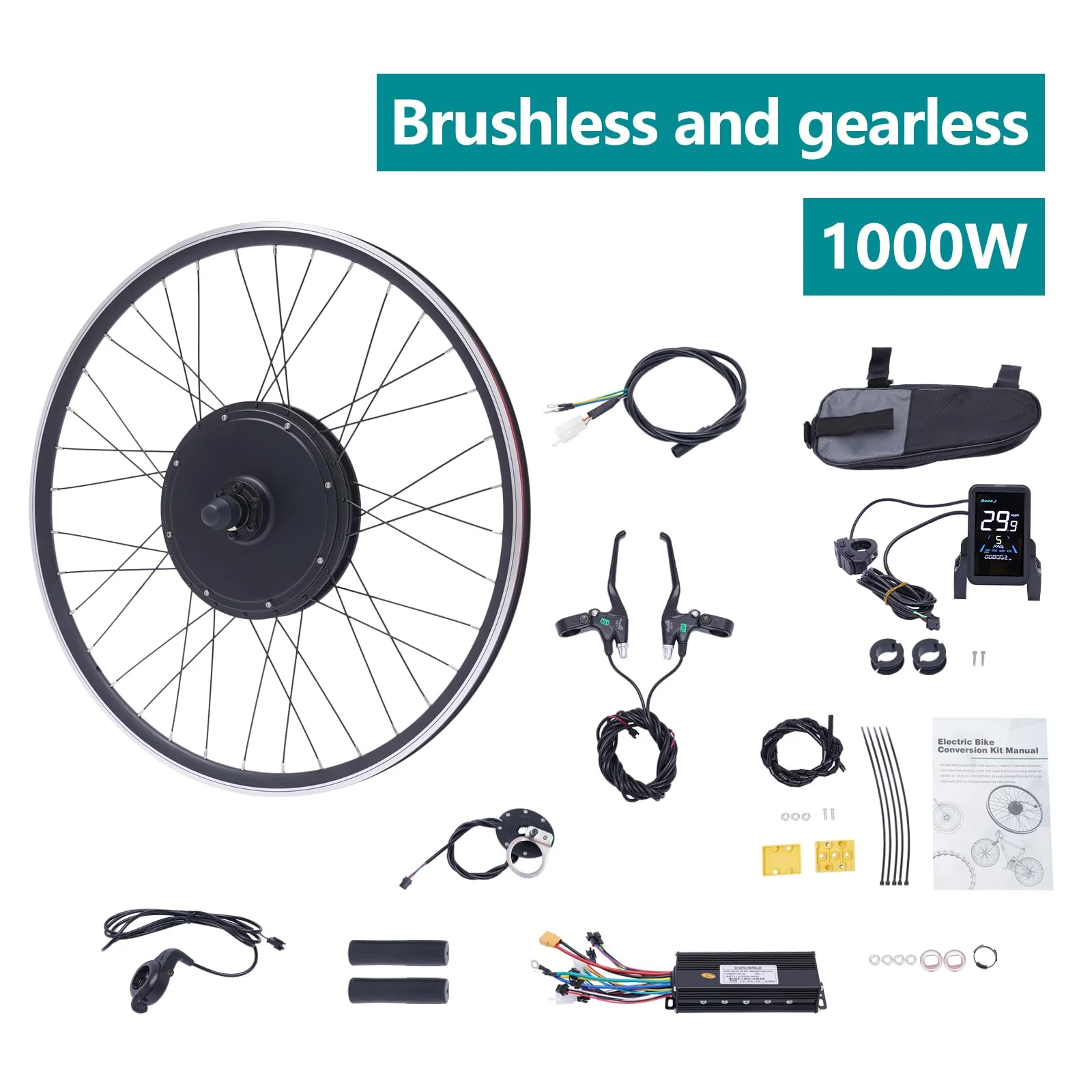 48V 1000W E-Bike Umbausatz Kit 28"/29"/700C Vorderrad Elektrisches Fahrrad-Umrüstsatz mit Display und PAS - Image 2