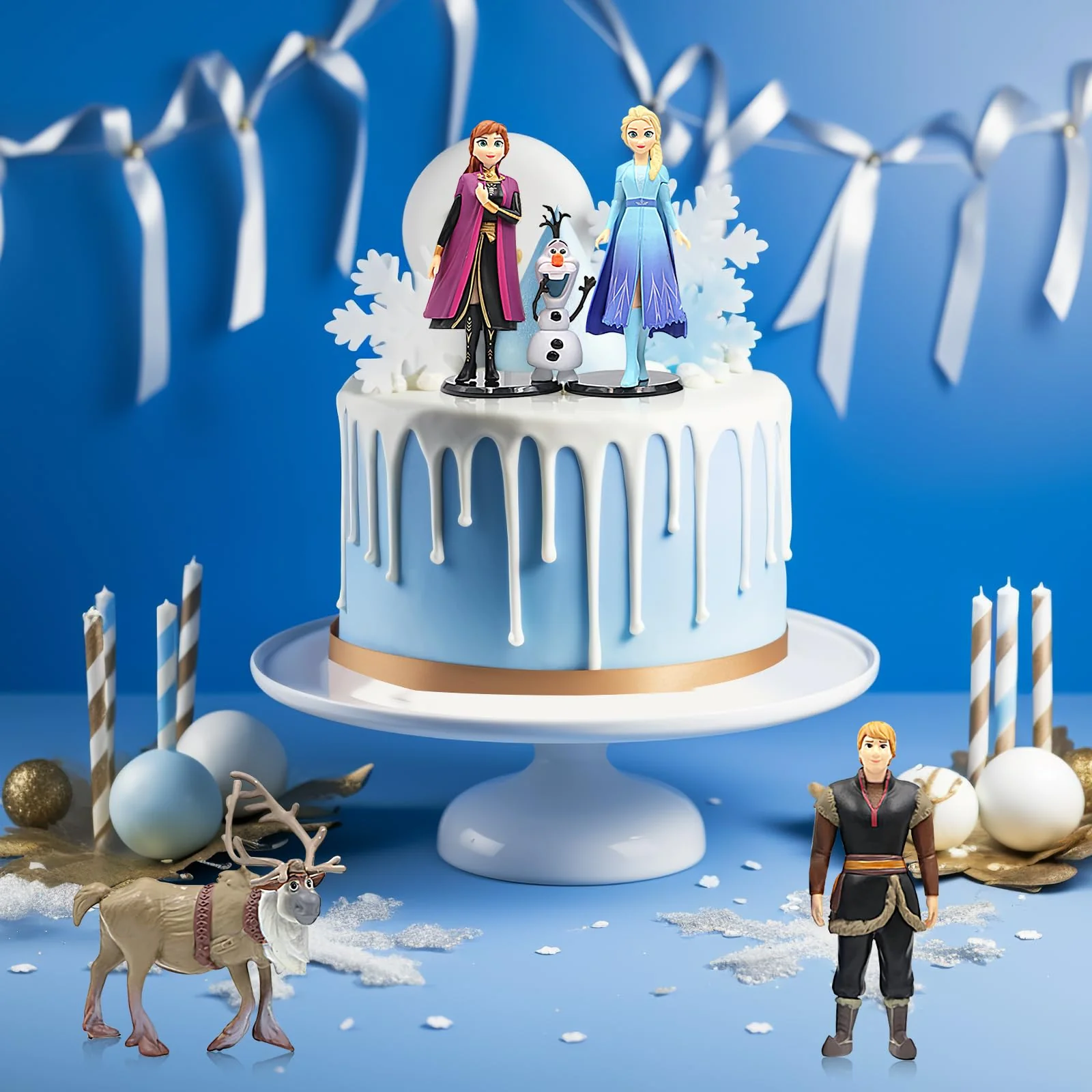 5 Stück Frozen Kuchen Deko Figuren Set, Eiskönigin Figuren Deko, Elsa Minifiguren Tortendeko Muffin Deko, Eiskönigin Dekofiguren Cupcake Toppers Dekoration - Image 2