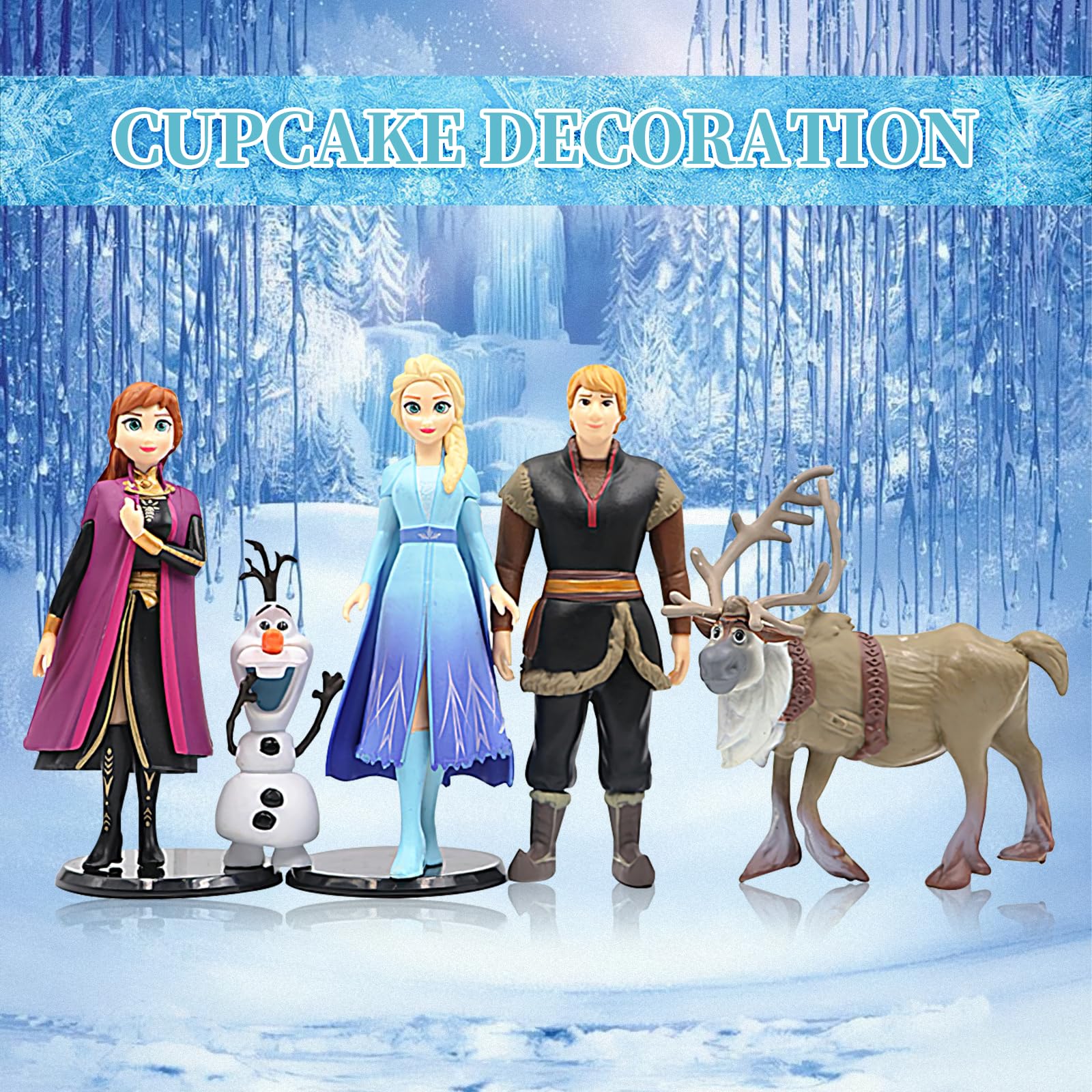 5 Stück Frozen Kuchen Deko Figuren Set, Eiskönigin Figuren Deko, Elsa Minifiguren Tortendeko Muffin Deko, Eiskönigin Dekofiguren Cupcake Toppers Dekoration - Image 4