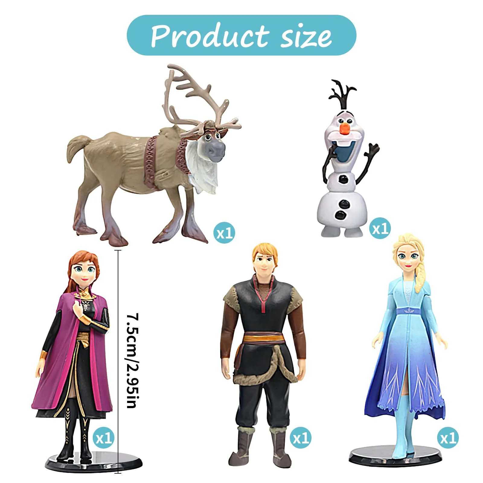 5 Stück Frozen Kuchen Deko Figuren Set, Eiskönigin Figuren Deko, Elsa Minifiguren Tortendeko Muffin Deko, Eiskönigin Dekofiguren Cupcake Toppers Dekoration - Image 6