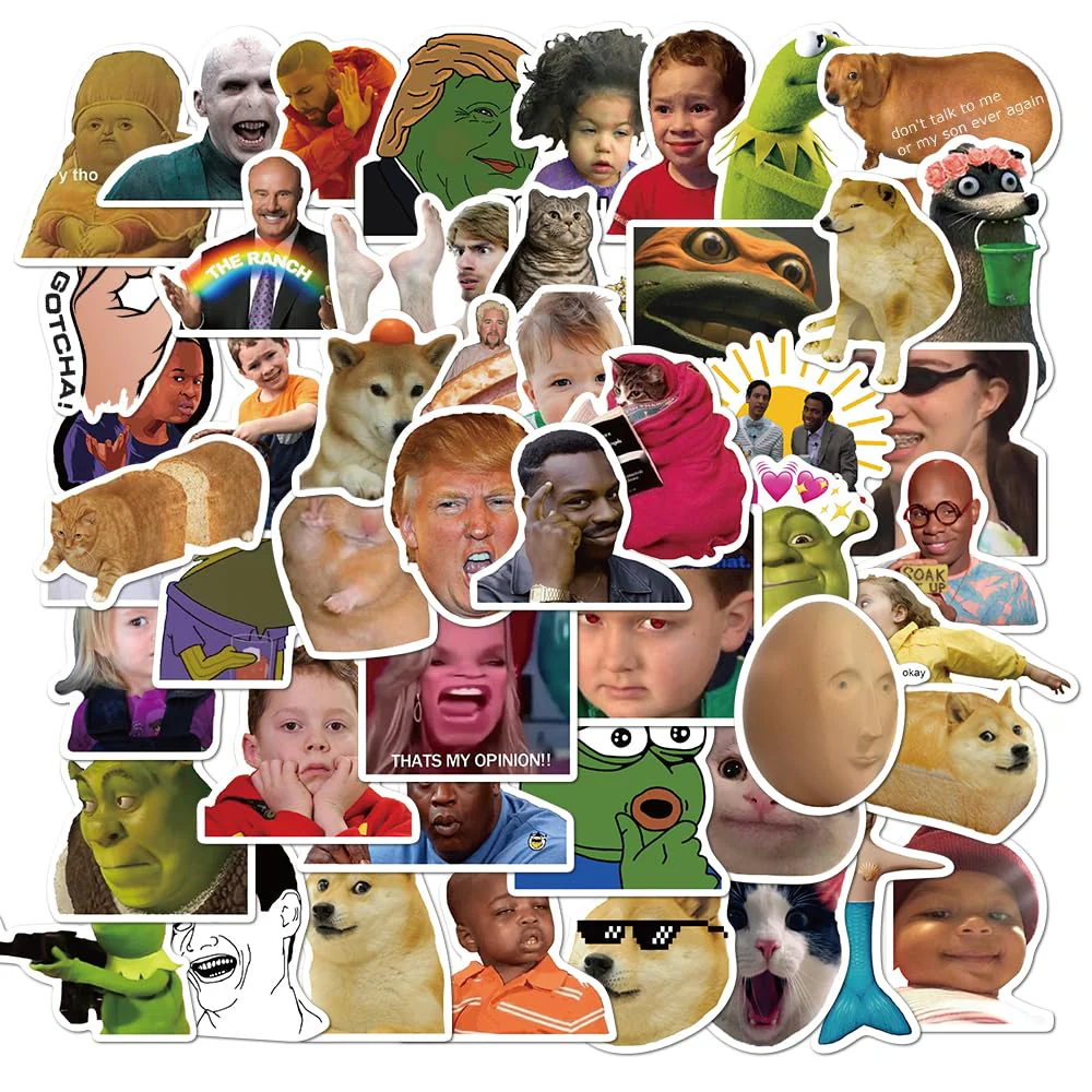 50 Stück Lustige Meme Sticker Set,Meme Aufkleber für Auto Laptop Skateboard Fahrrad Moped Motorrad Fahrrad Computer,Geeignet für Erwachsene(A) - Image 5