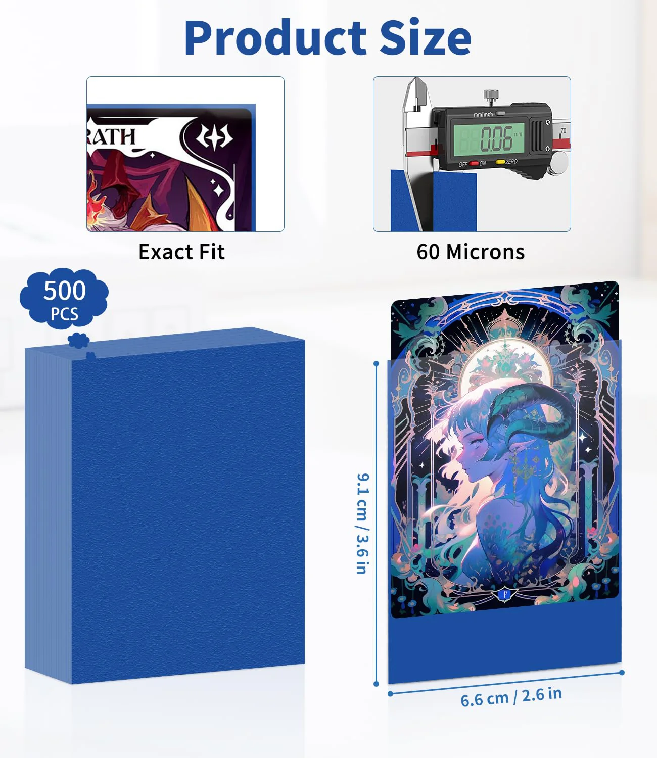 500 Stück Weiche Sammelkartenhüllen, 66 x 91 mm Karten Hüllen, Standardgröße Sammelkarten Einsteckhüllen, Premium Kartenhüllen, Passform für MTG Sleeves, Sammelkarten, Sportkarten, Farbe Mixen - Image 6