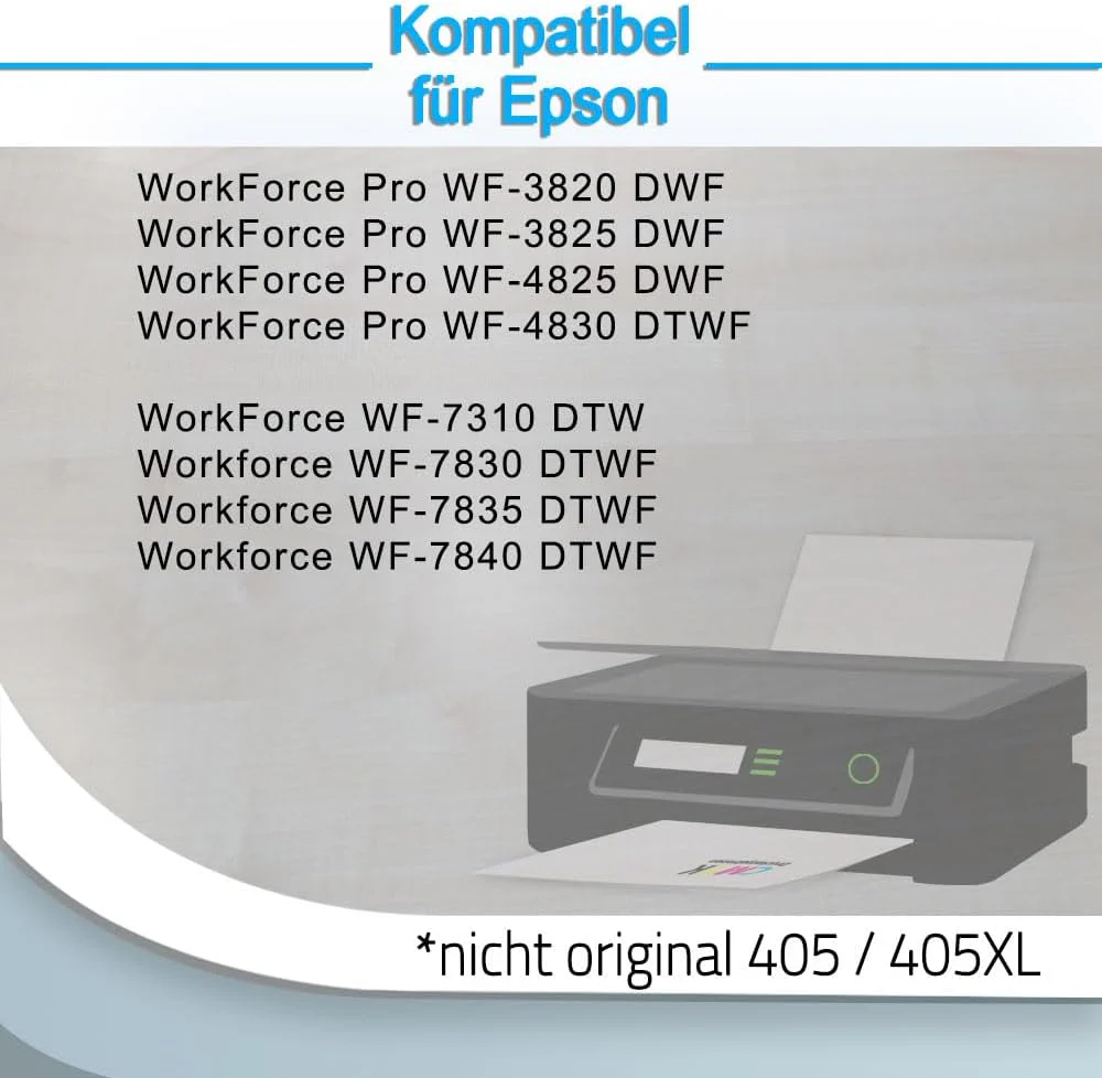 5er Set kompatibel für Epson Nr. 405XL Patronen Workforce WF-7310 WF-7830 WF-7835 WF-7840 WF-7835 Workforce Pro WF-3820 WF-3825 WF-4820 WF-4825 WF-4830 - Image 10