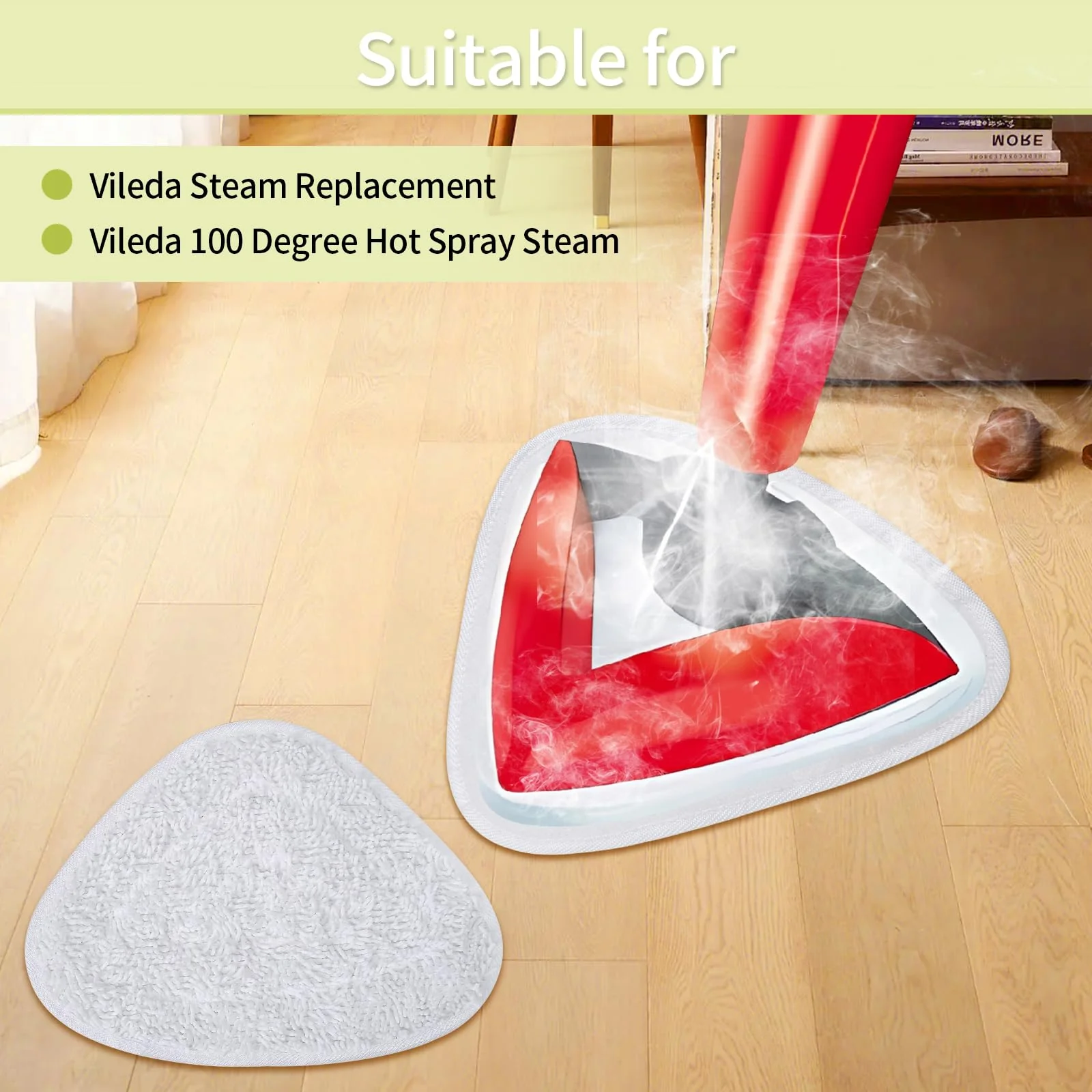 6 Ersatzbezug für V Steam Ersatzbezug Dampfreiniger Ersatz Microfaserbezügen V Wischmopp Bodenwischer Spray Steam Tücher Ersatzbezüge Weiß - Image 3