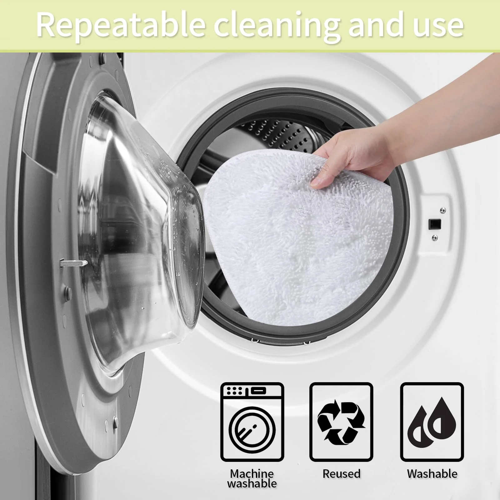 6 Ersatzbezug für V Steam Ersatzbezug Dampfreiniger Ersatz Microfaserbezügen V Wischmopp Bodenwischer Spray Steam Tücher Ersatzbezüge Weiß - Image 5