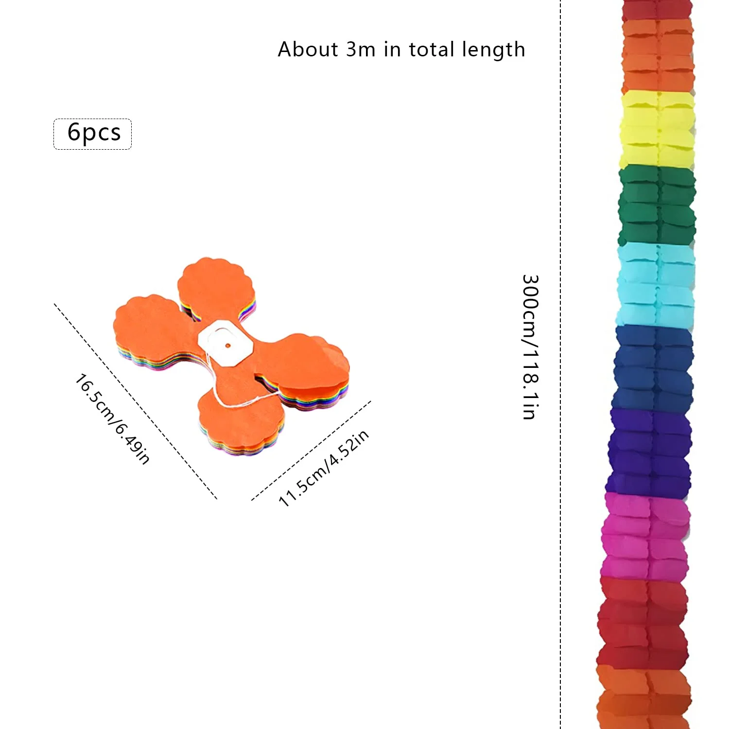 6 Stück Bunt Girlande Papier Deko Vierblättriges Kleeblatt Girlanden Regenbogen luftschlangen Girlande Hängenden Partygirlanden für Geburtstag Party Hochzeit Urlaubsdekoration - Image 7