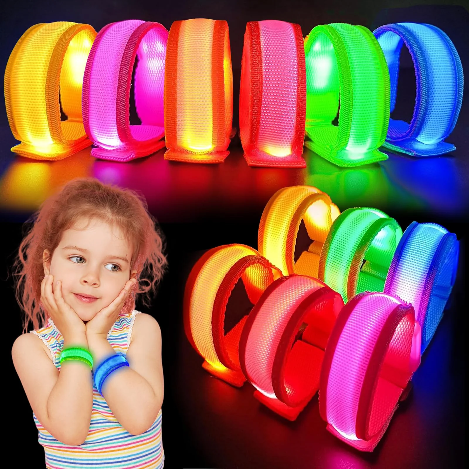 6 Stück LED Armband, Leuchtarmbander für Kinder und Erwachsene, LED Blinkende Armbänder Glühen in der Dunklen, Leucht Armbänder Lichtband für Raves Konzert Camping Hochzeit Sportereignisse Party - Image 2