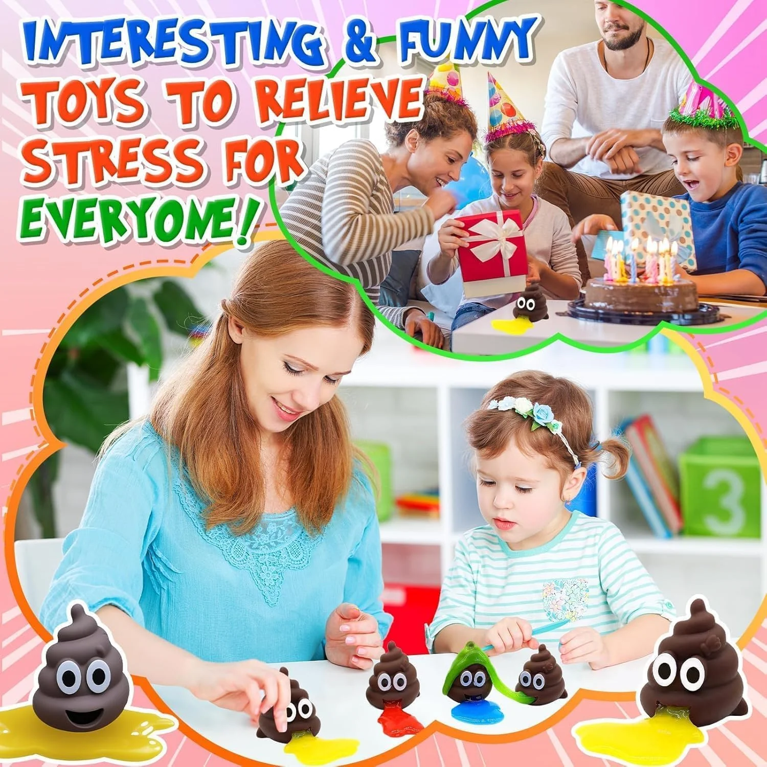 6 Stück Puking Balls Kackhaufen Stressball, Lustige Anti-Stress Quetschbälle in Kotform, Squishy Fidget Toys für Erwachsene, witziges Mitgebsel & Party Spielzeug (D) - Image 2