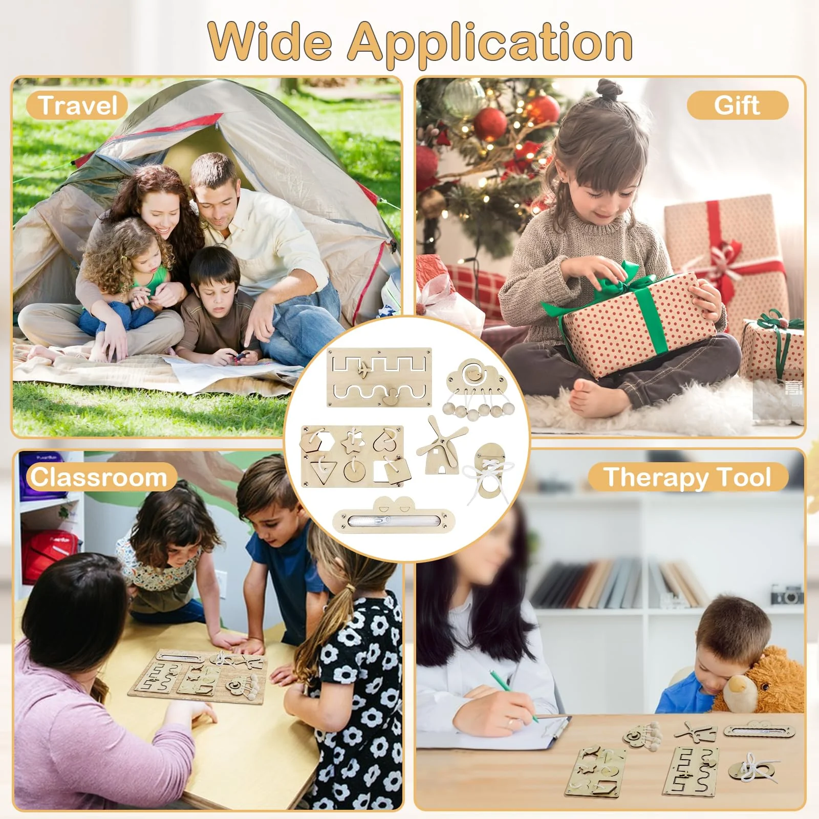 6Stks Hölzernes Busy Board, Aktivitätsbrett, Holzspielzeug Tätigkeitsboard, Kinder Activity Board, DIY Praktische Fähigkeiten Lernspielzeug, Holz Vorschulalter Busy Board Zubehör für 1-6 Jährige - Image 2