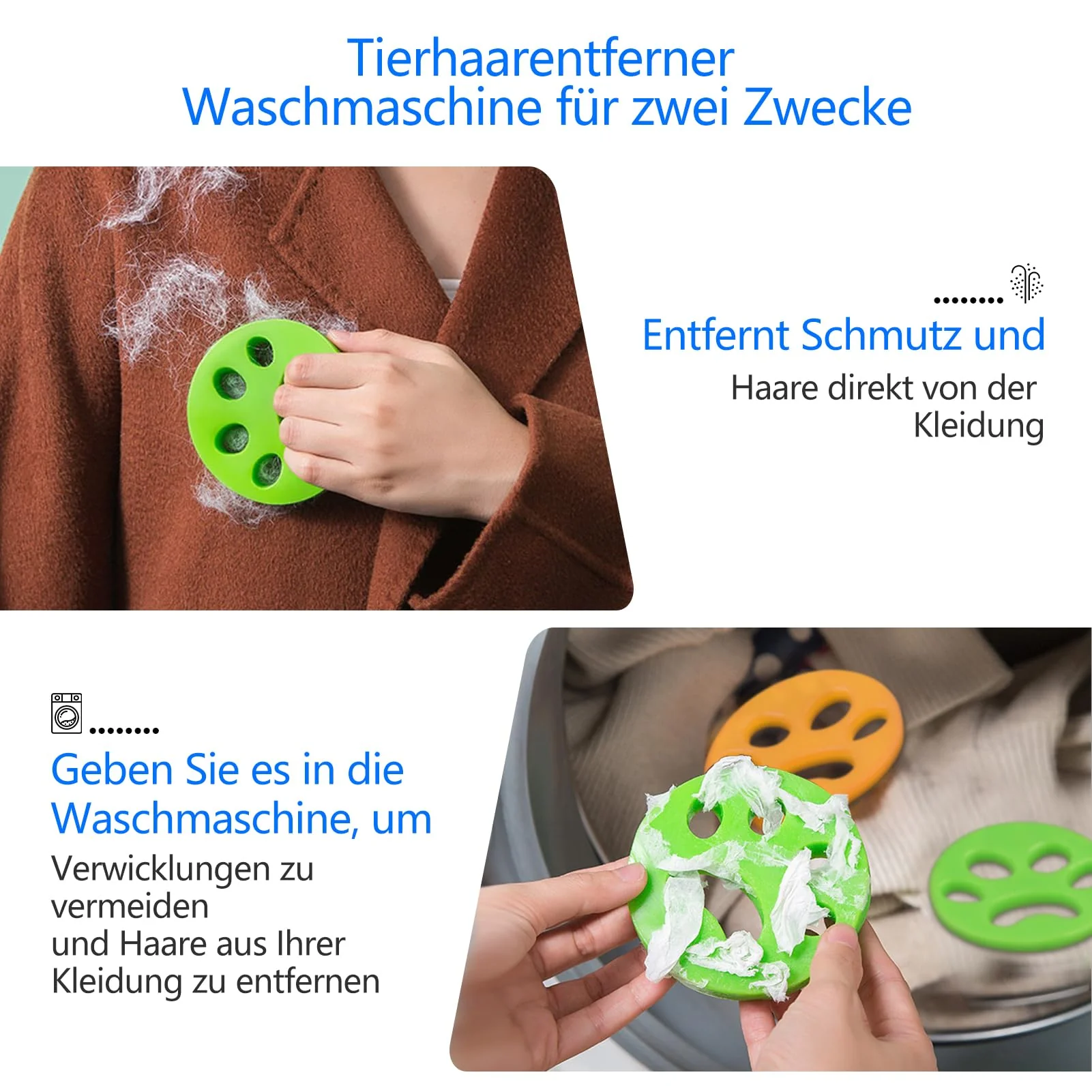 7 Stück Tierhaarentferner Set Fusselentferner Magische Pfoten Fusselbürste Kleiderbürste Katzenhaarentferner für Sweater Woven Coat, Teppich, Strick, tierhaar - Image 2