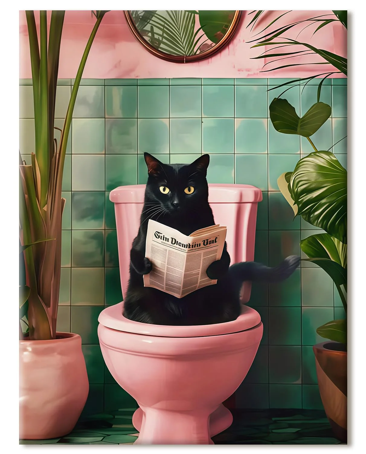 77iiAii Malen Nach Zahlen Erwachsene - 40x50 cm Leinwand Lustiges Katze auf Toilette, Paint by Numbers Adult Tiere Handgemalt Ölgemälde Kit Mit 3 - Pinseln und Acrylfarbe, Als Geschenk und Wanddeko